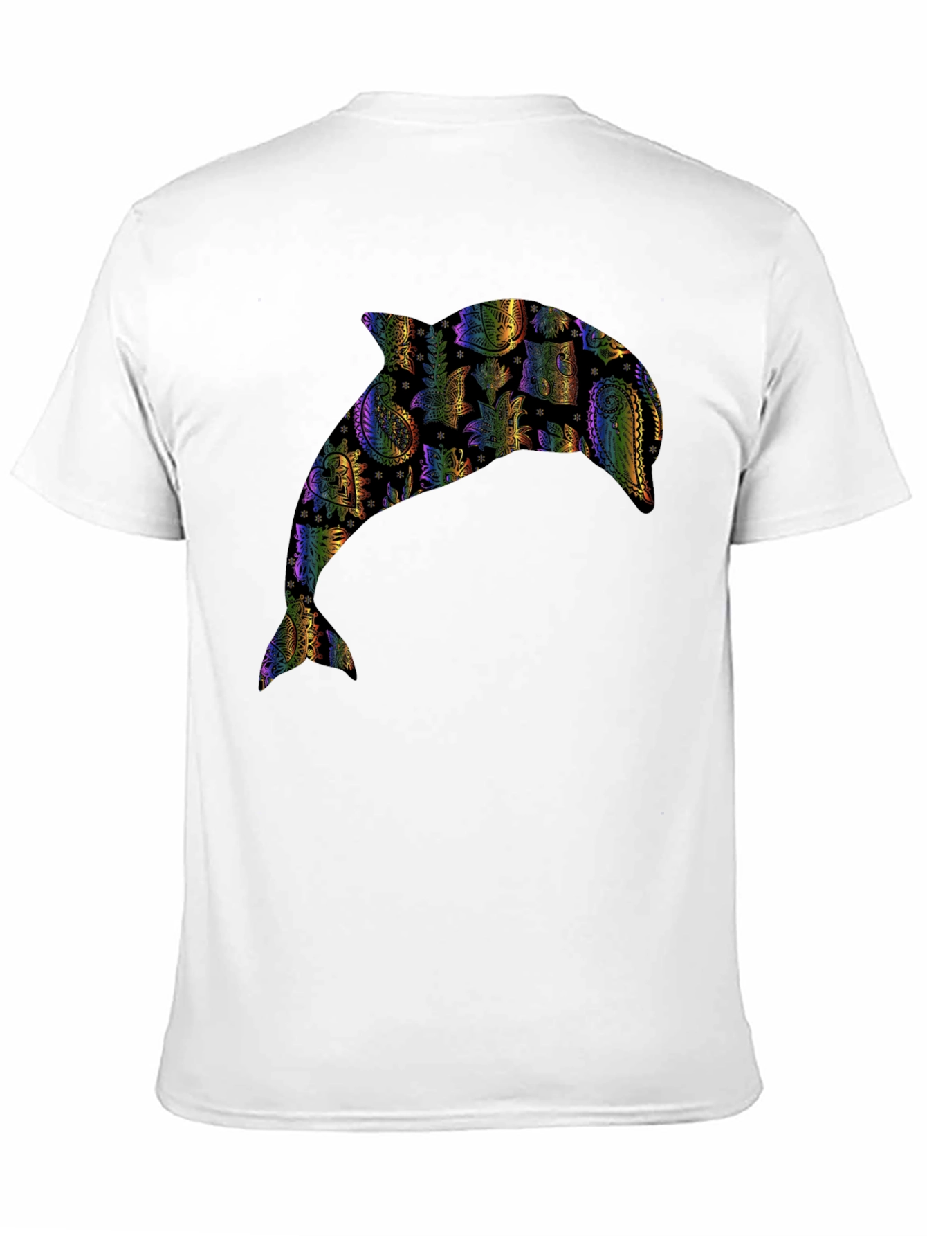 Rainbow Dolphin Graphic Black T-Shirt