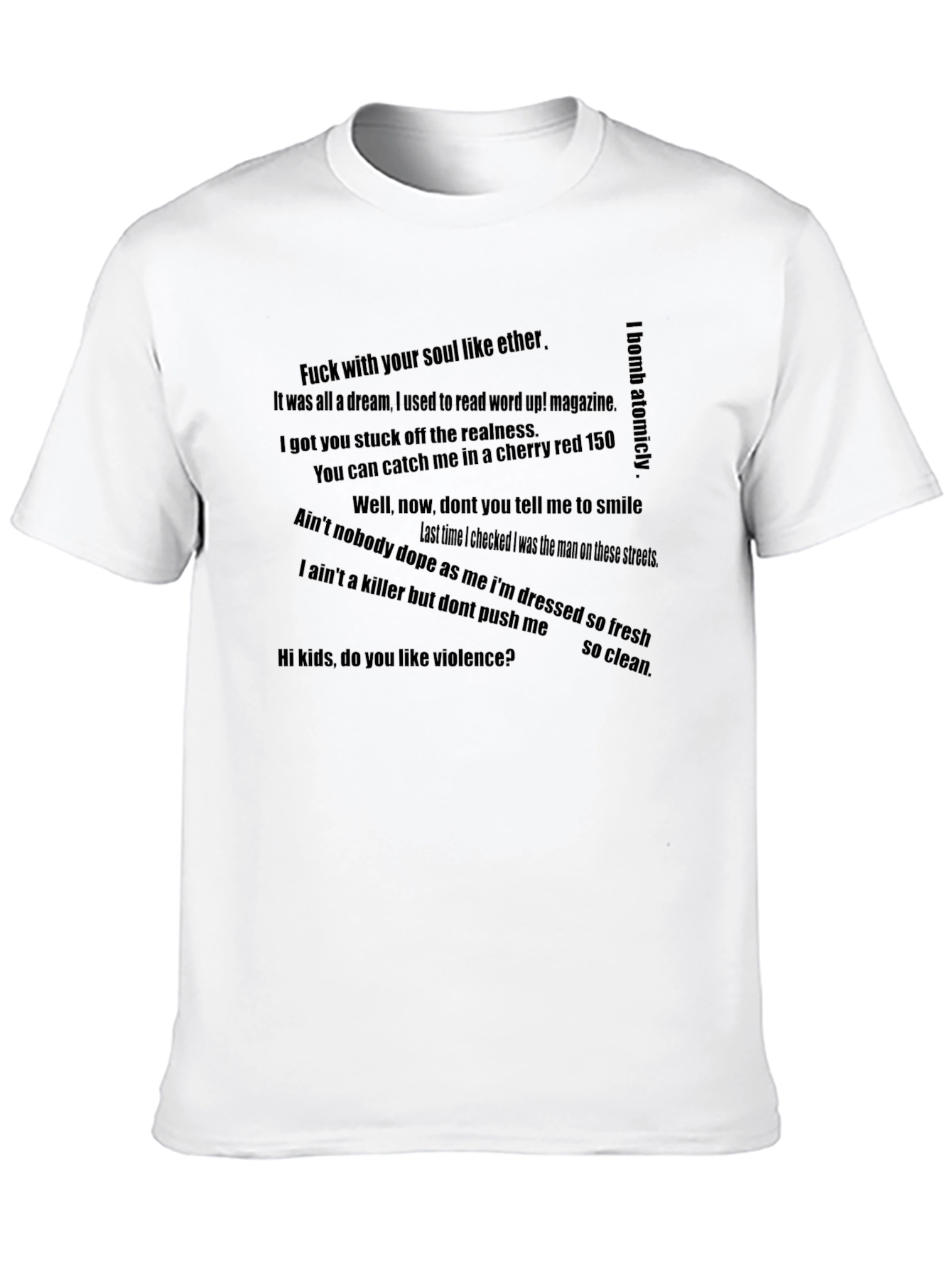 Mens Black T-Shirt with Rap Lyric Print