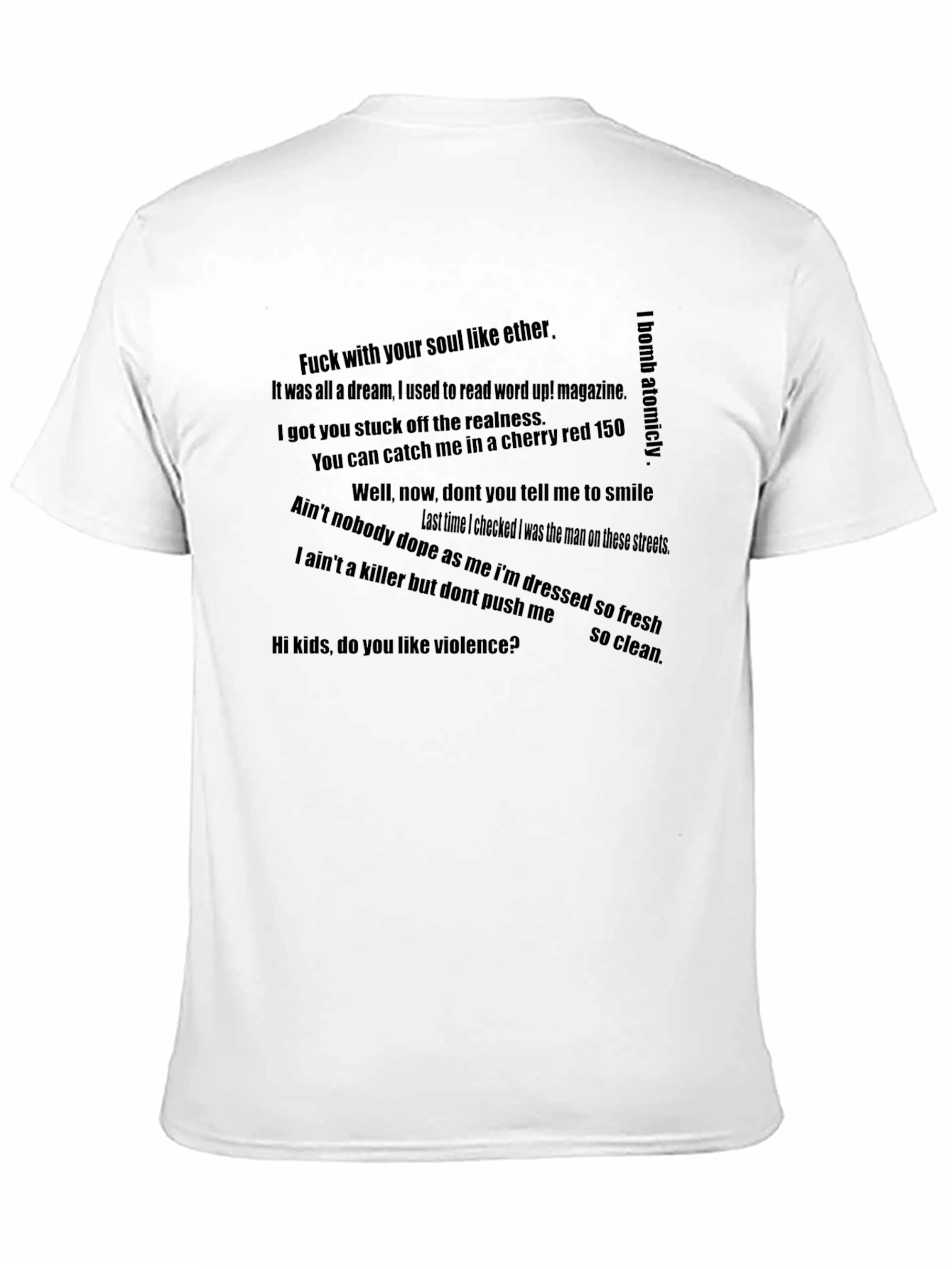 Mens Black T-Shirt with Rap Lyric Print
