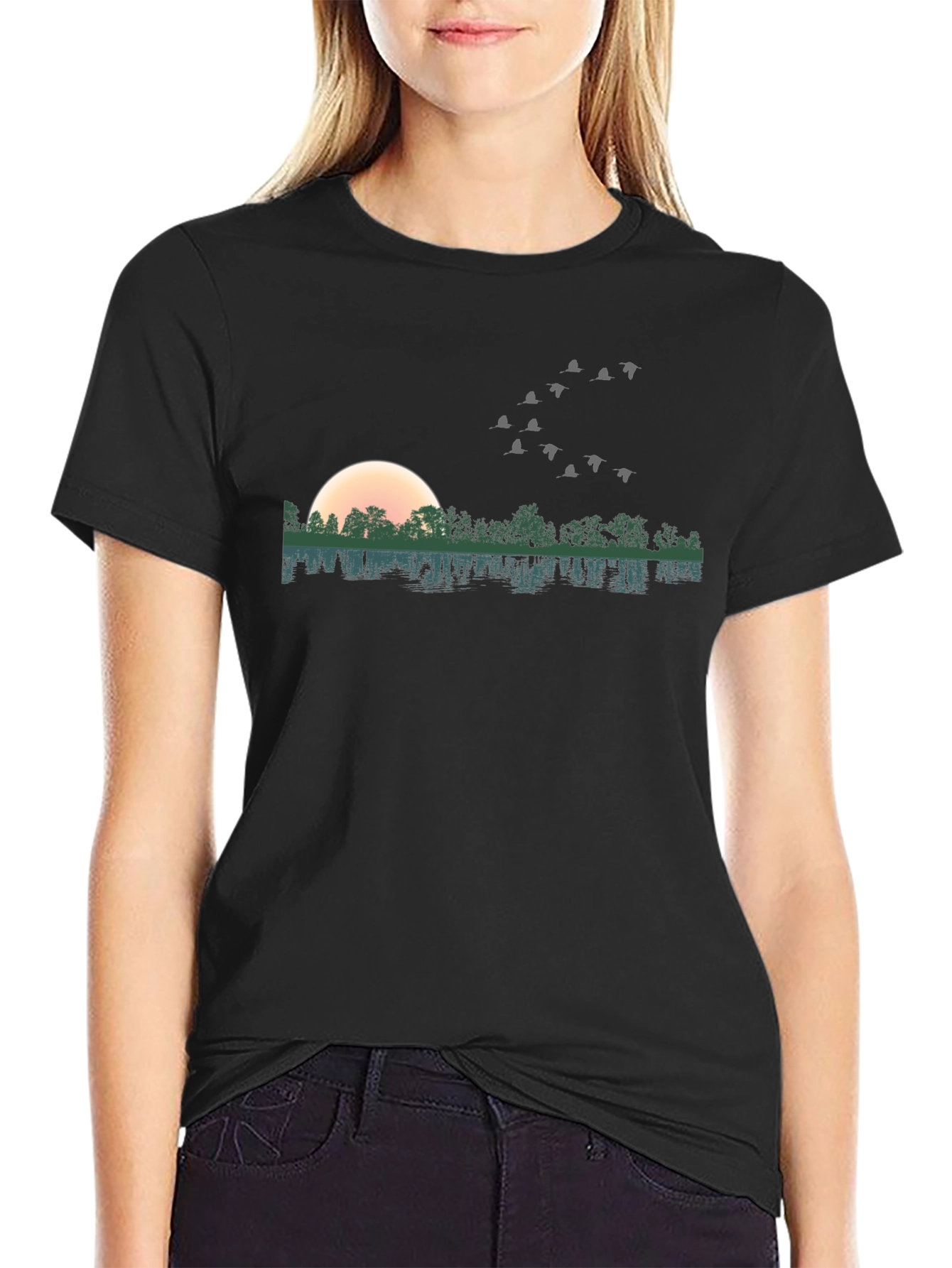 Nature T-Shirt - Sunset Trees Birds