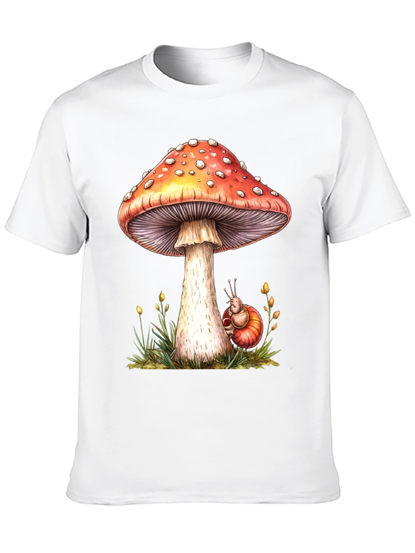 Mushroom & Snail Graphic Tee - Nature Lovers Shirt