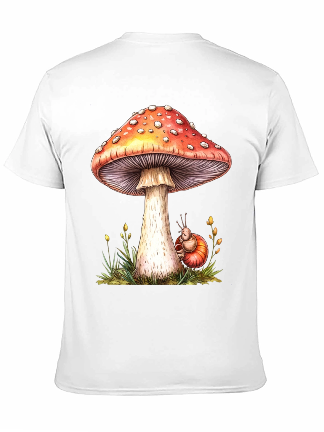 Mushroom & Snail Graphic Tee - Nature Lovers Shirt