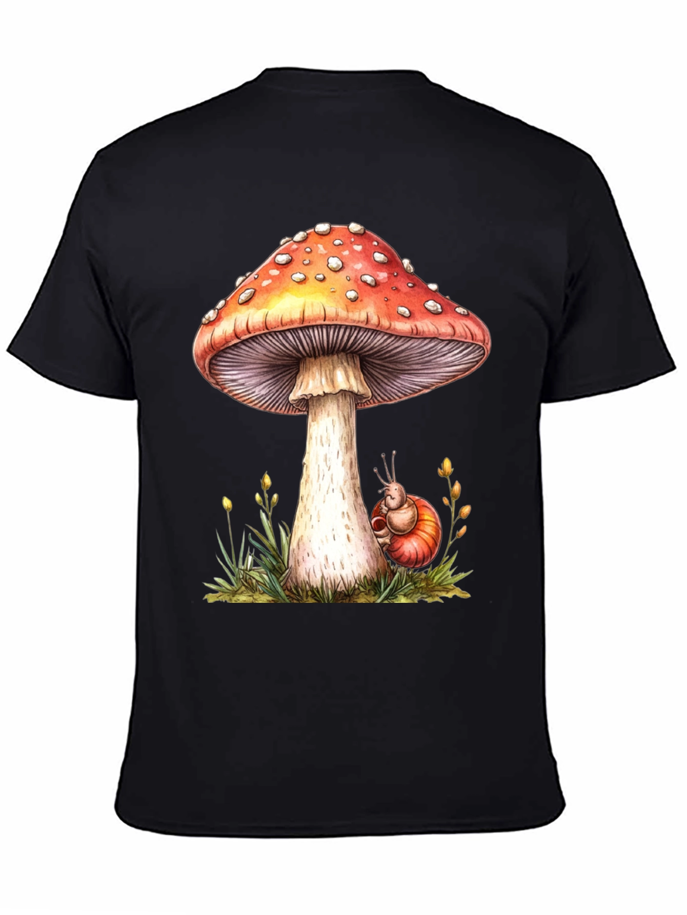 Mushroom & Snail Graphic Tee - Nature Lovers Shirt