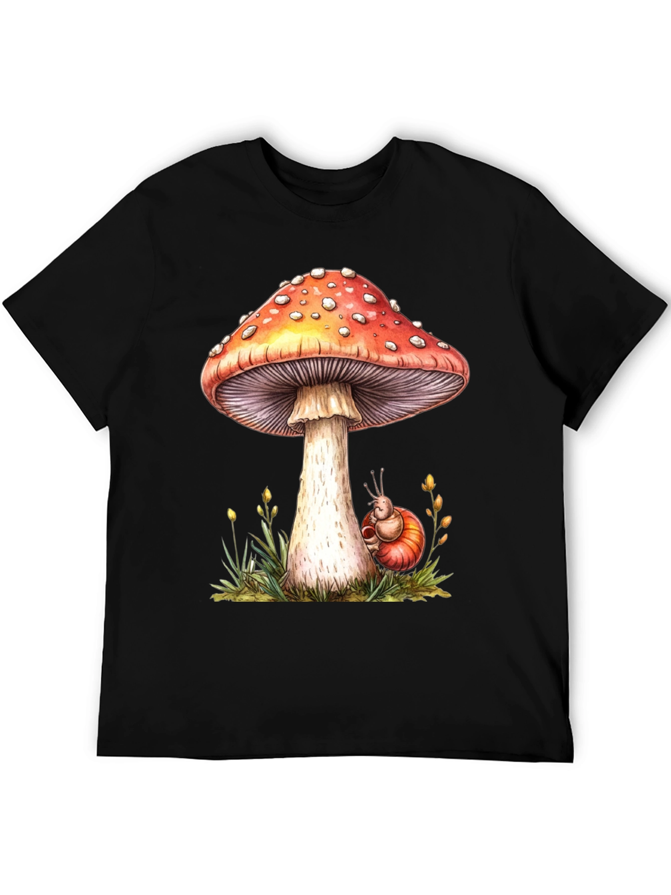 Mushroom & Snail Graphic Tee - Nature Lovers Shirt