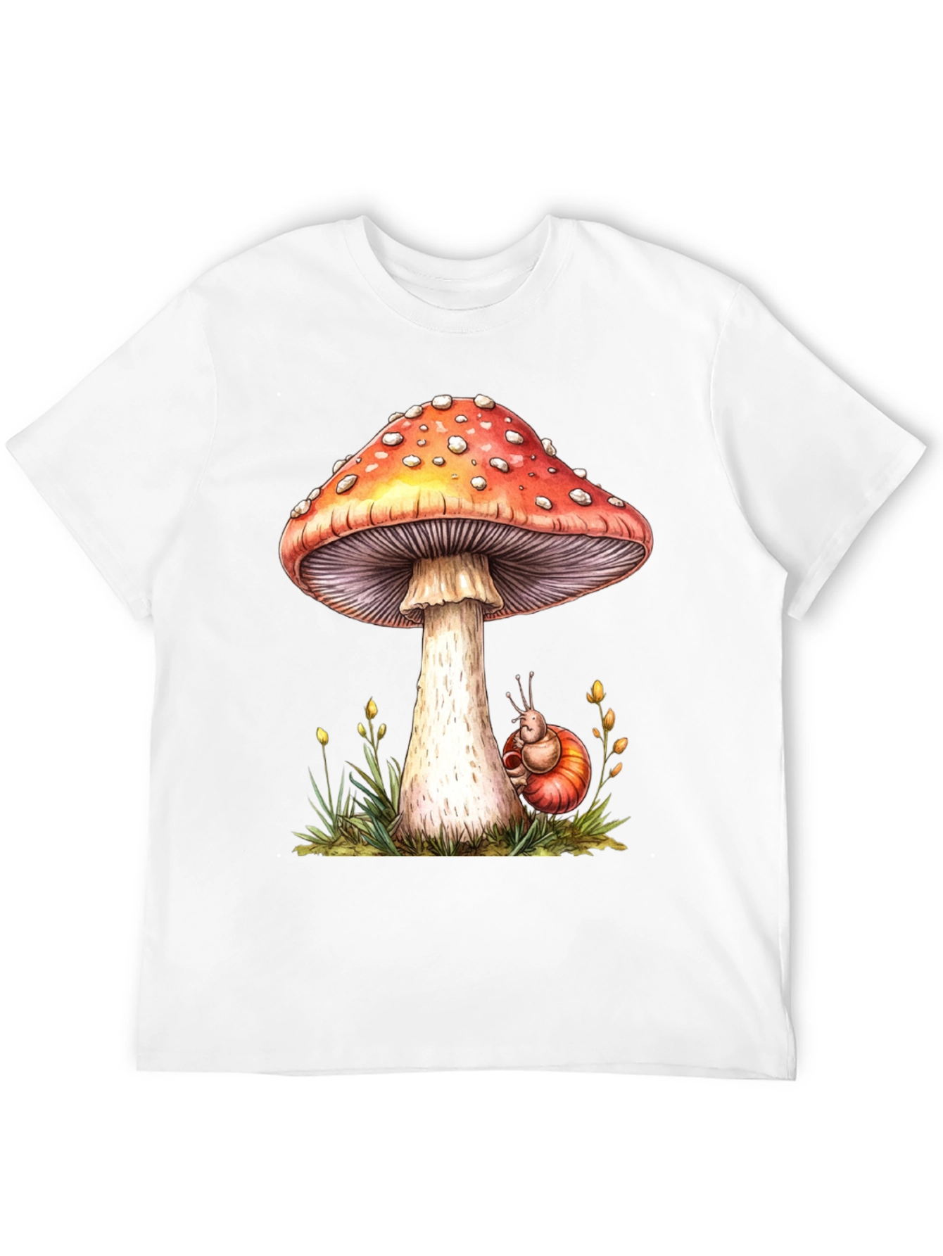 Mushroom & Snail Graphic Tee - Nature Lovers Shirt