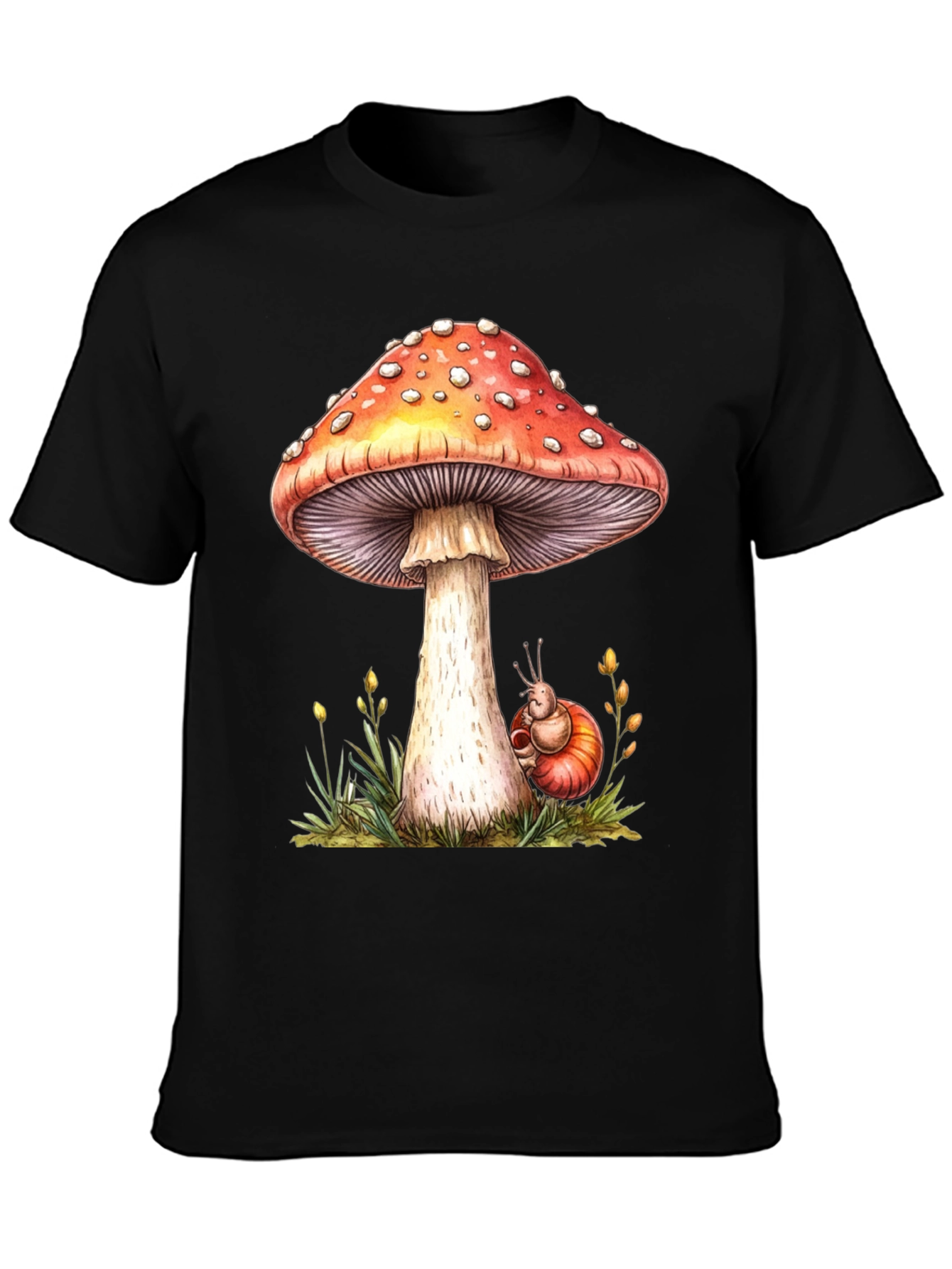 Mushroom & Snail Graphic Tee - Nature Lovers Shirt