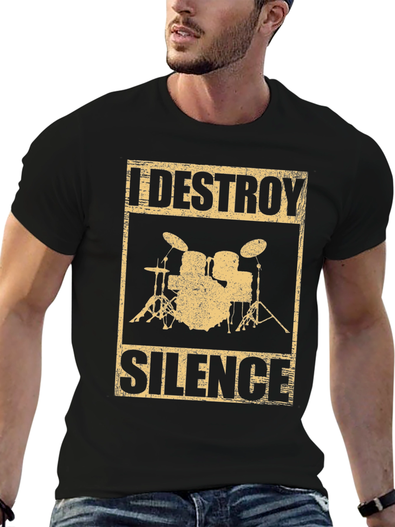 I Destroy Silence Drummer T-Shirt - Music Lover Tee