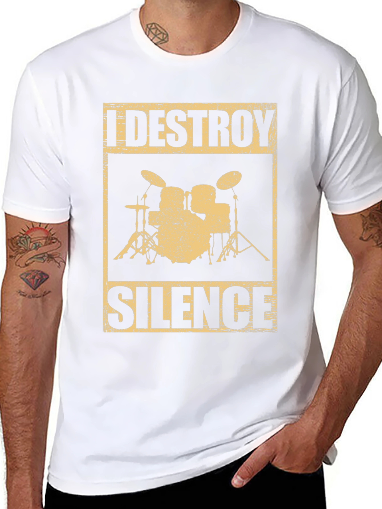 I Destroy Silence Drummer T-Shirt - Music Lover Tee