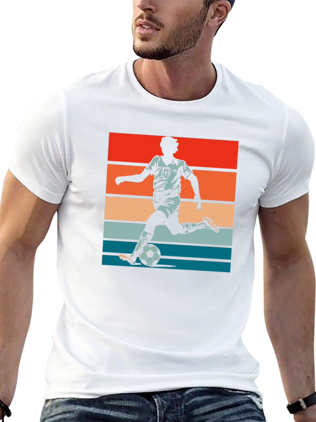 Retro Soccer Player Graphic T-Shirt