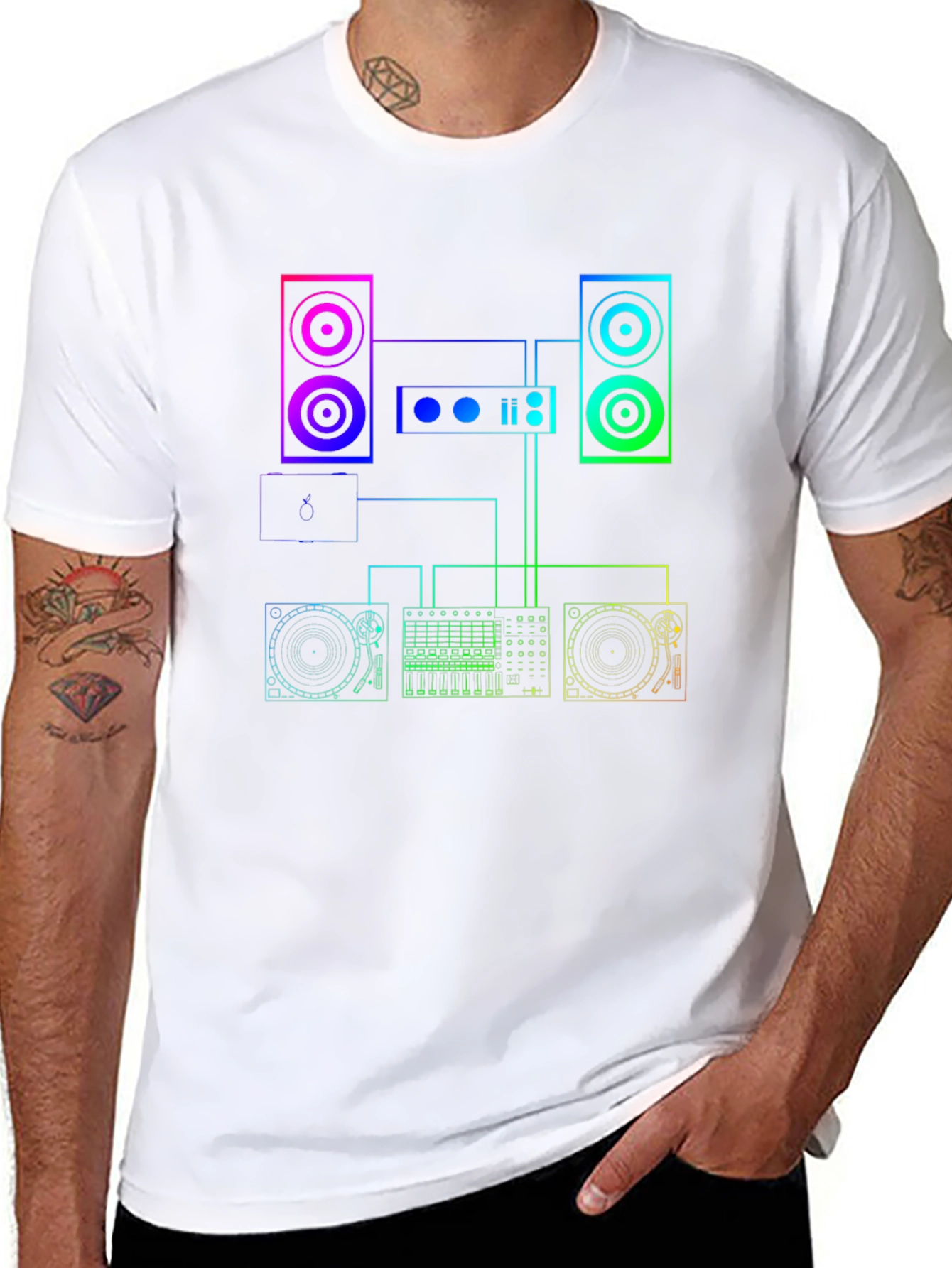 DJ Equipment Schematic Graphic Tee - Black