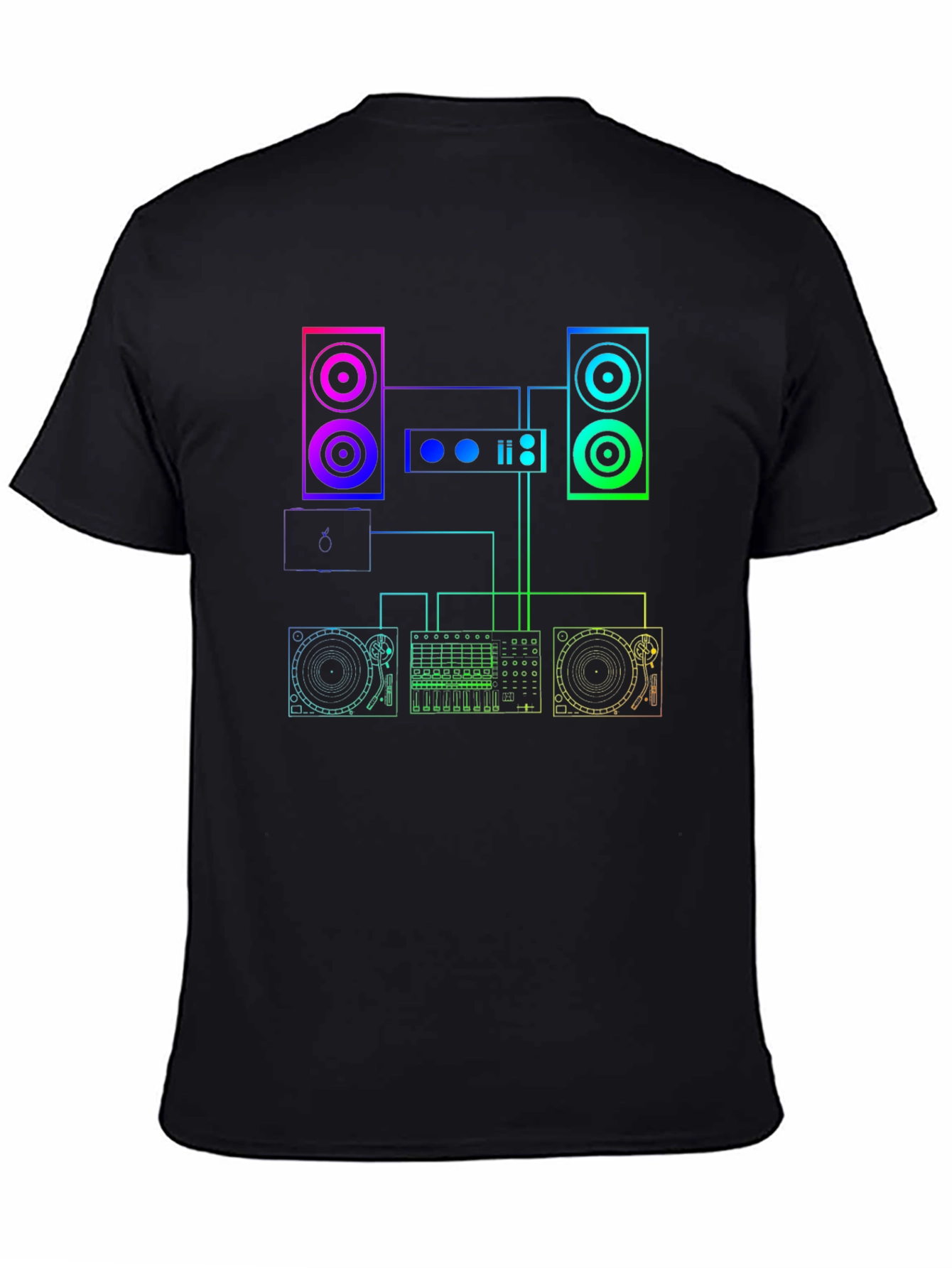 DJ Equipment Schematic Graphic Tee - Black