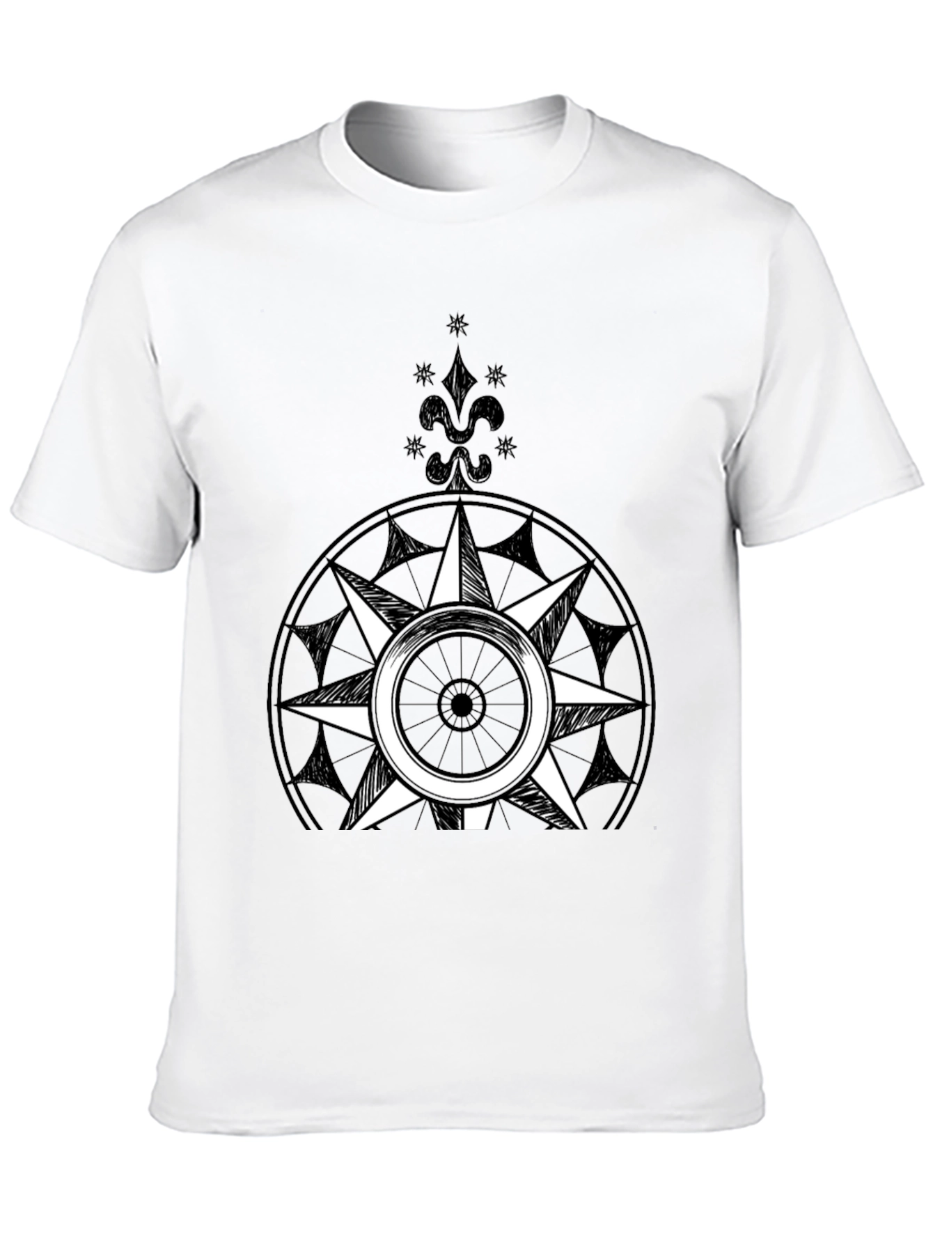 Compass Rose Graphic Tee - Black Cotton Blend