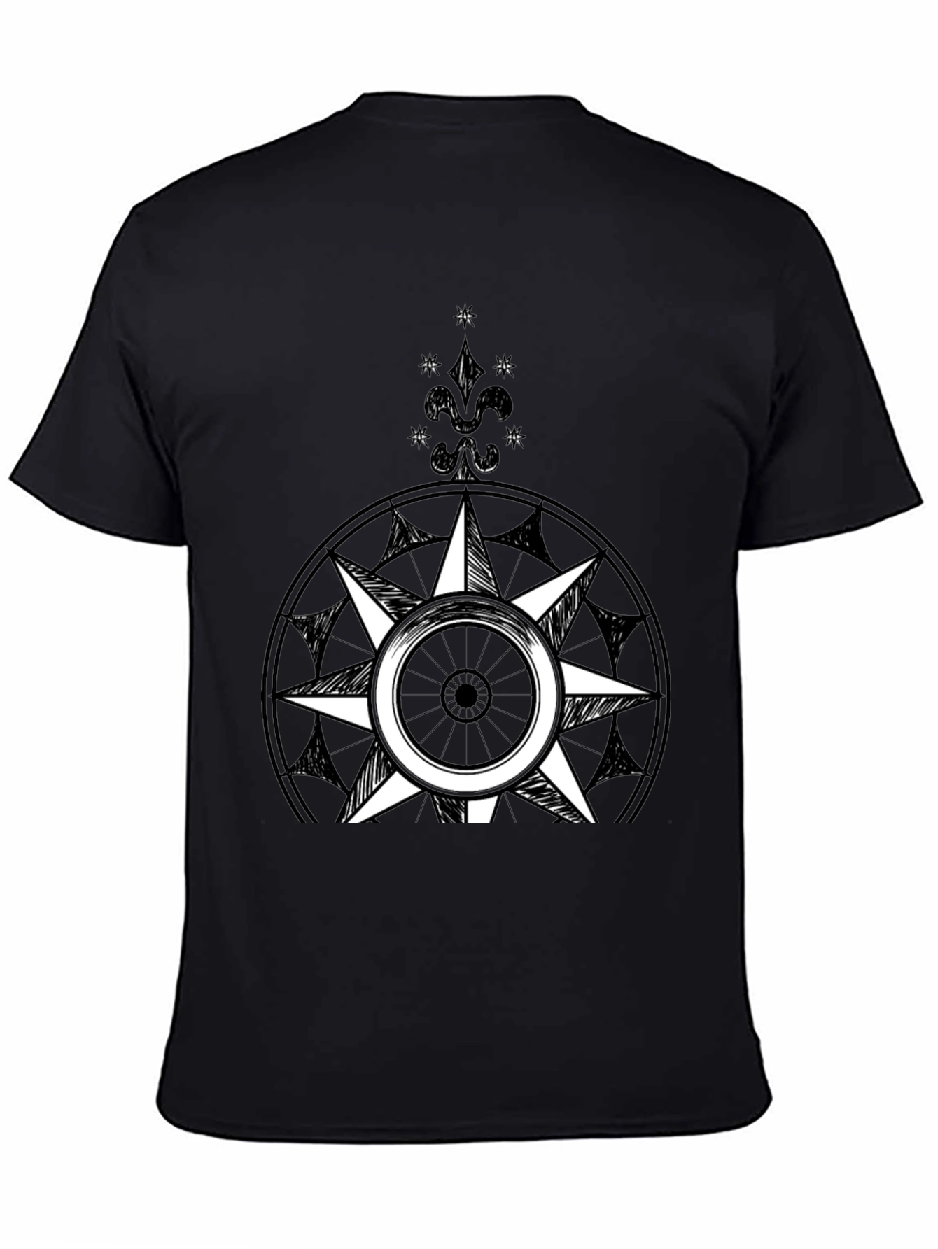 Compass Rose Graphic Tee - Black Cotton Blend