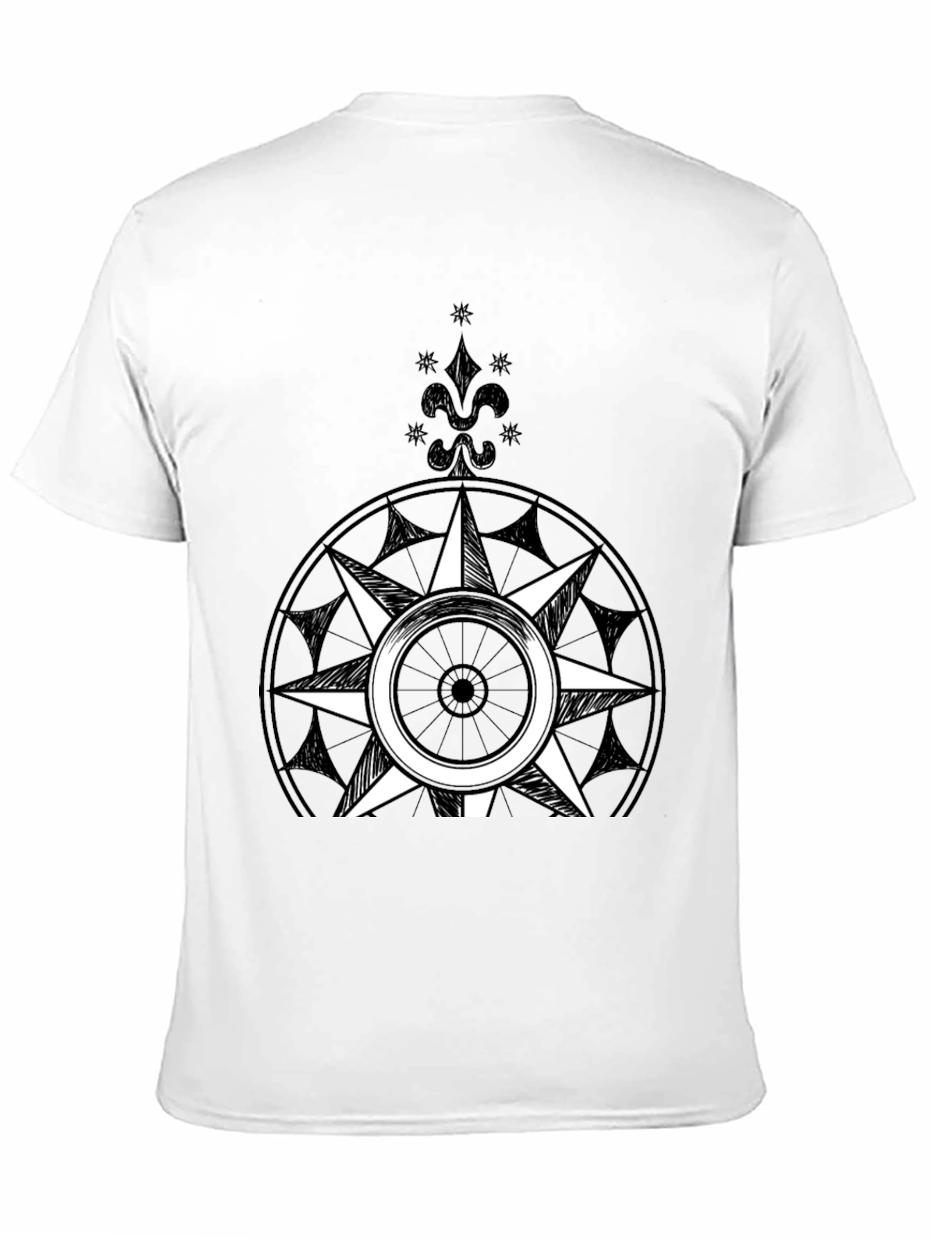 Compass Rose Graphic Tee - Black Cotton Blend