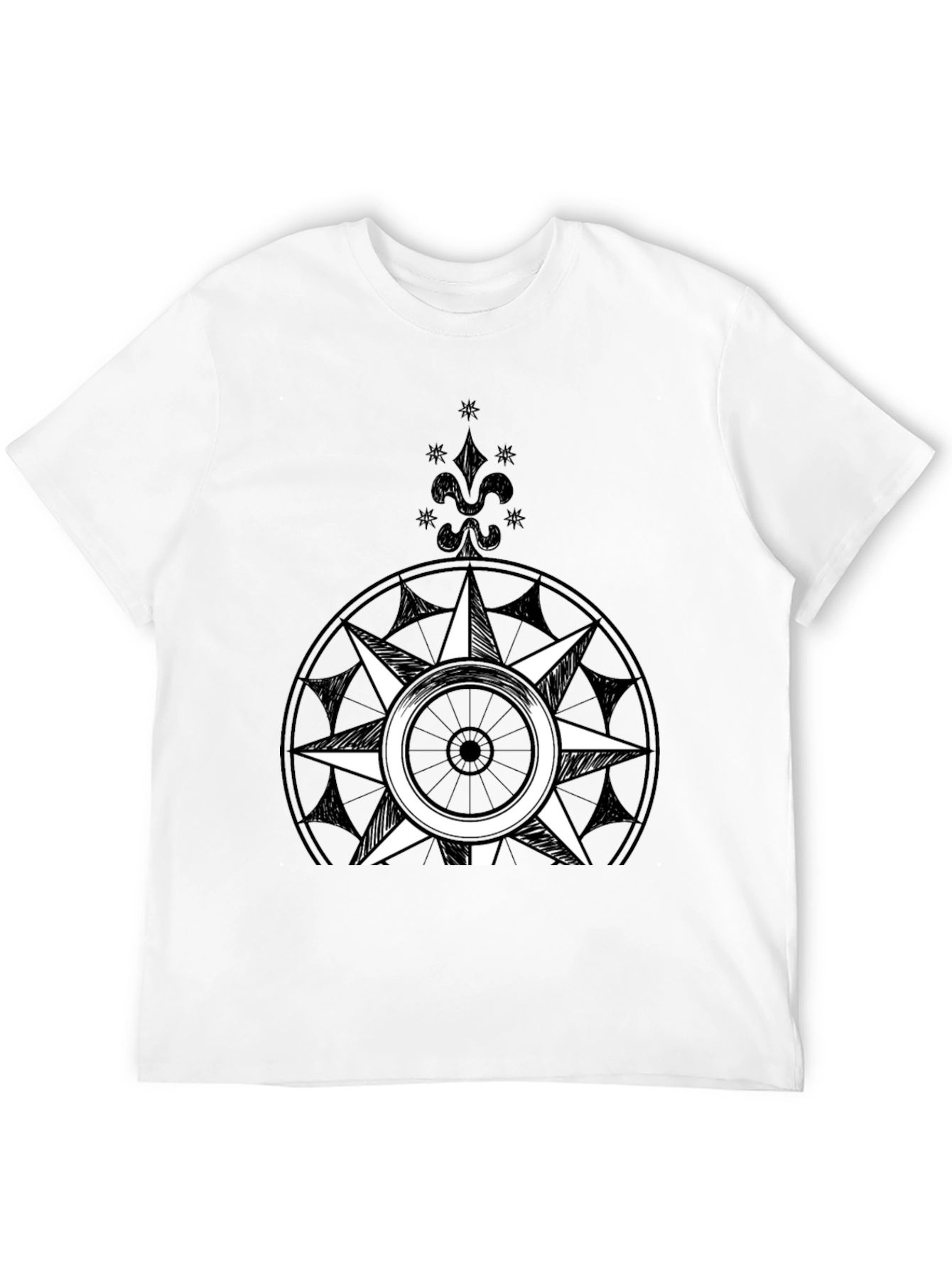 Compass Rose Graphic Tee - Black Cotton Blend