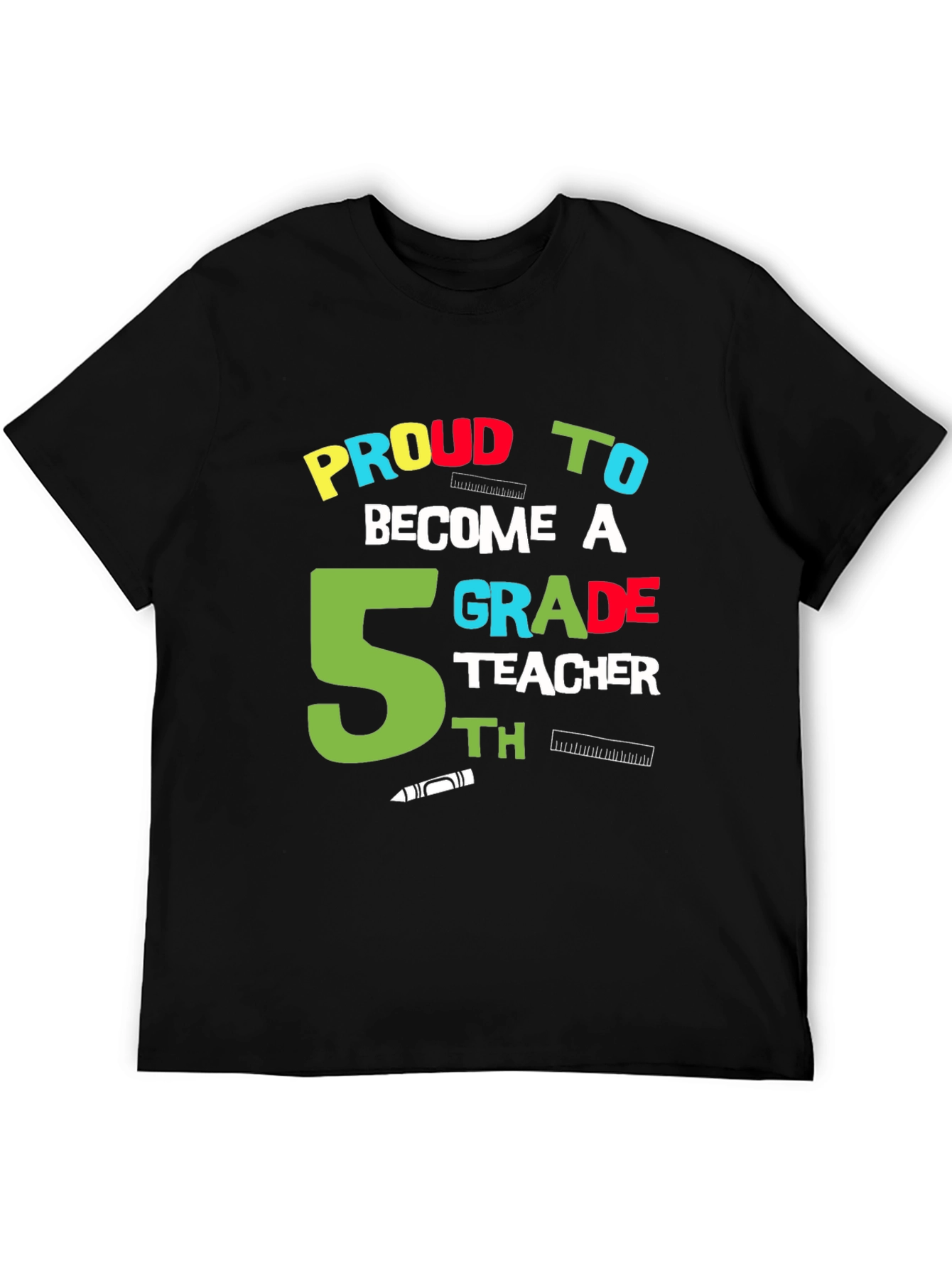 Proud 5th Grade Teacher Black Graphic T-Shirt