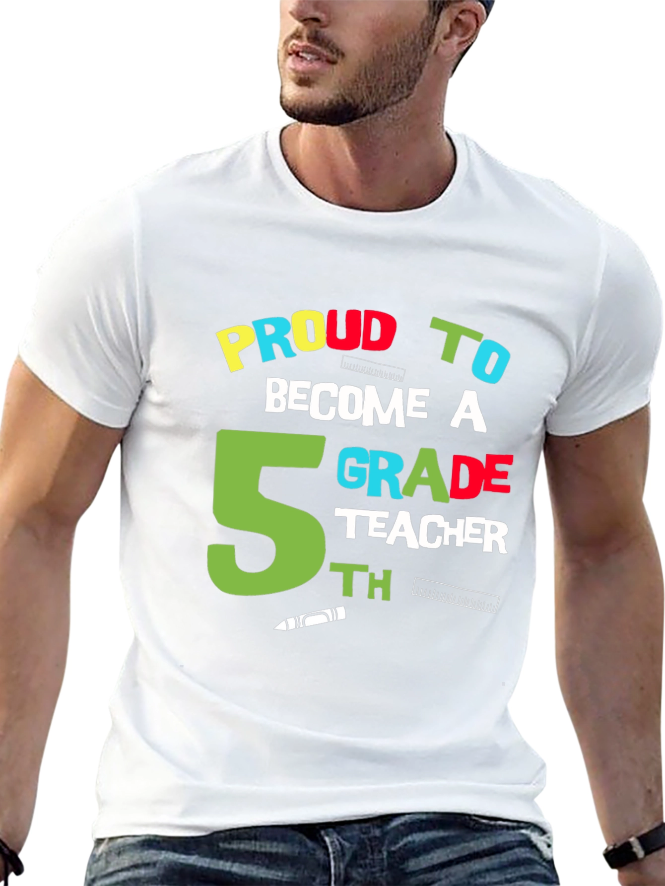 Proud 5th Grade Teacher Black Graphic T-Shirt