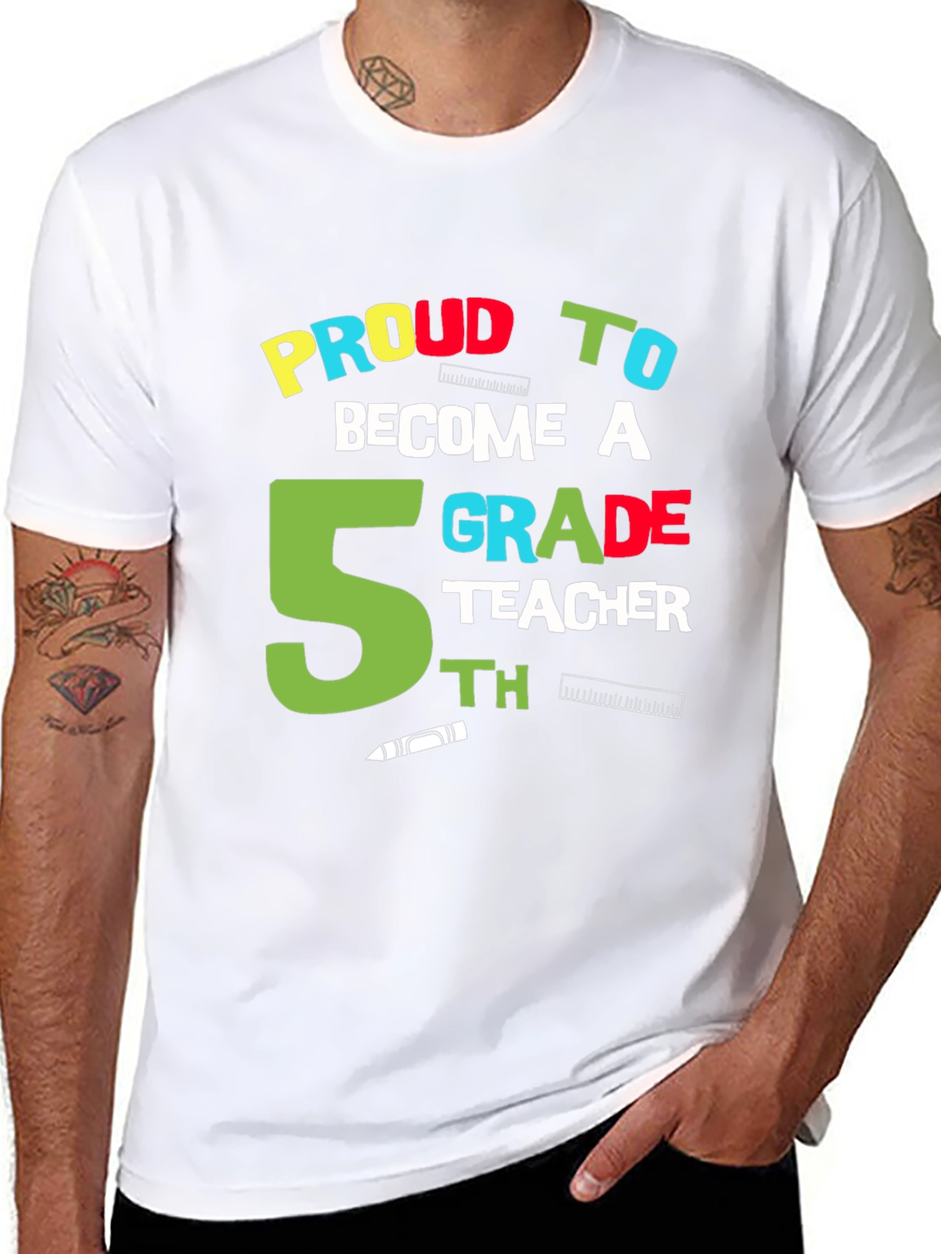 Proud 5th Grade Teacher Black Graphic T-Shirt