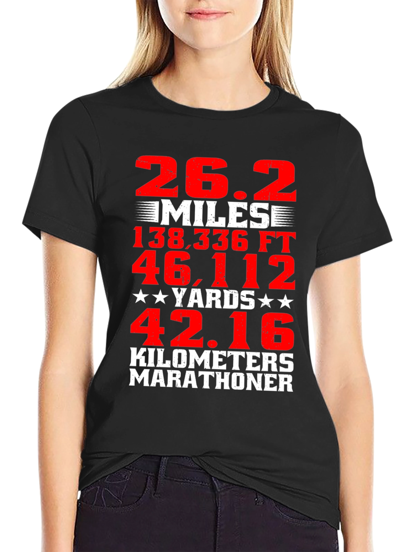 Marathon Runner Black T-Shirt 26.2 Miles Graphic Tee