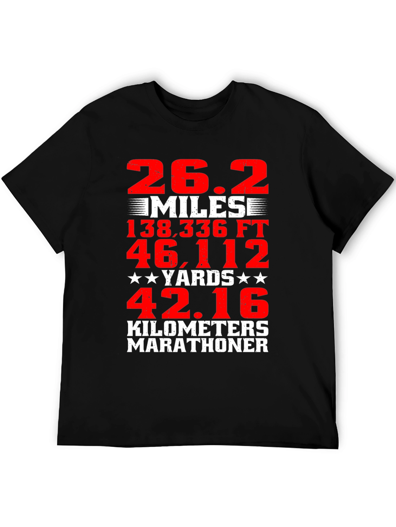 Marathon Runner Black T-Shirt 26.2 Miles Graphic Tee