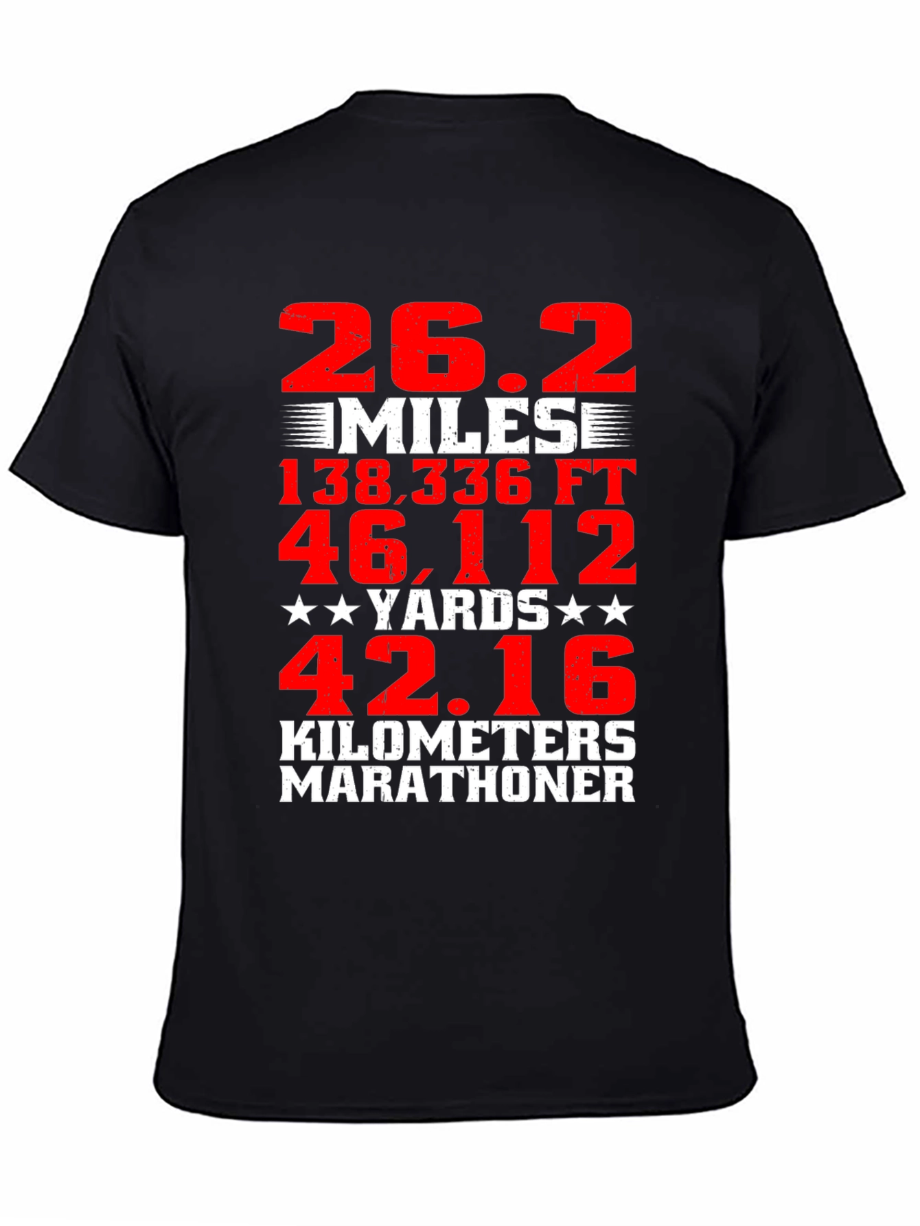 Marathon Runner Black T-Shirt 26.2 Miles Graphic Tee