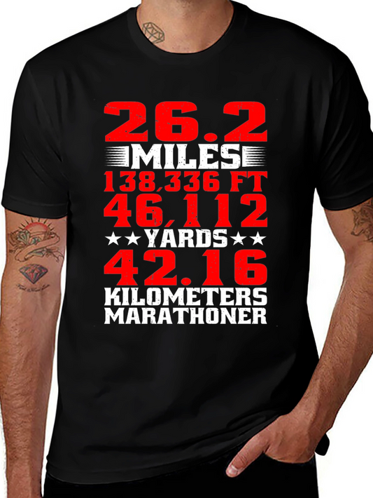 Marathon Runner Black T-Shirt 26.2 Miles Graphic Tee