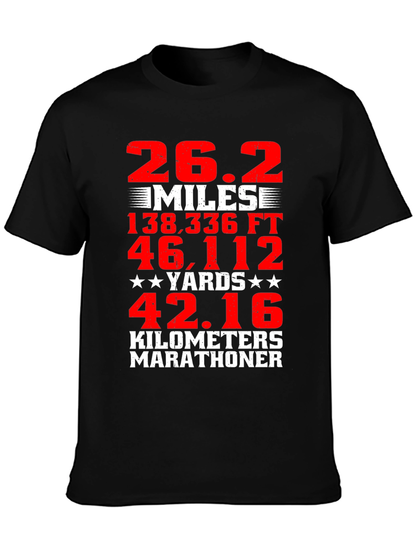 Marathon Runner Black T-Shirt 26.2 Miles Graphic Tee