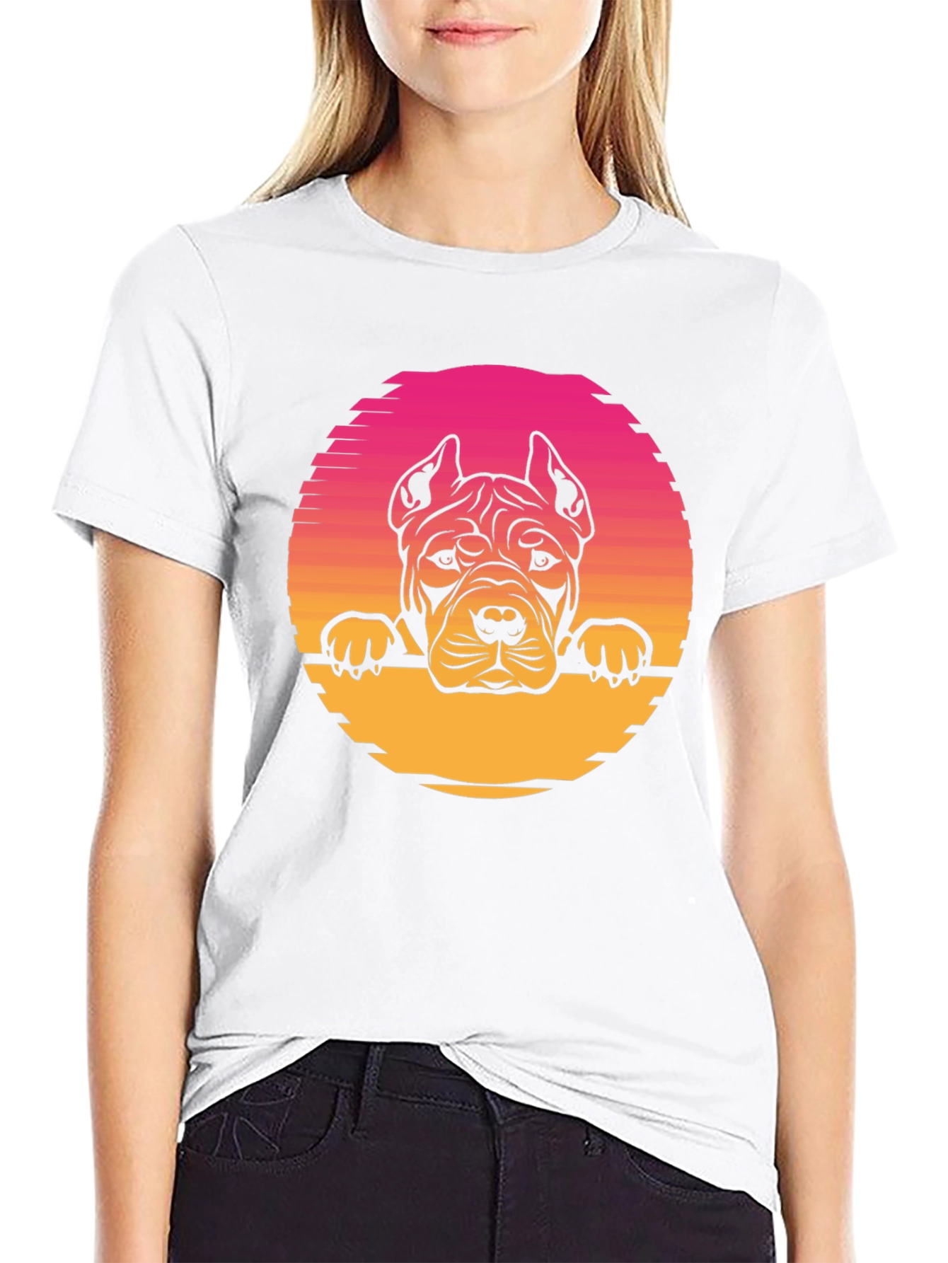 Pitbull Sunset Graphic Tee - Retro Dog Lover T-Shirt