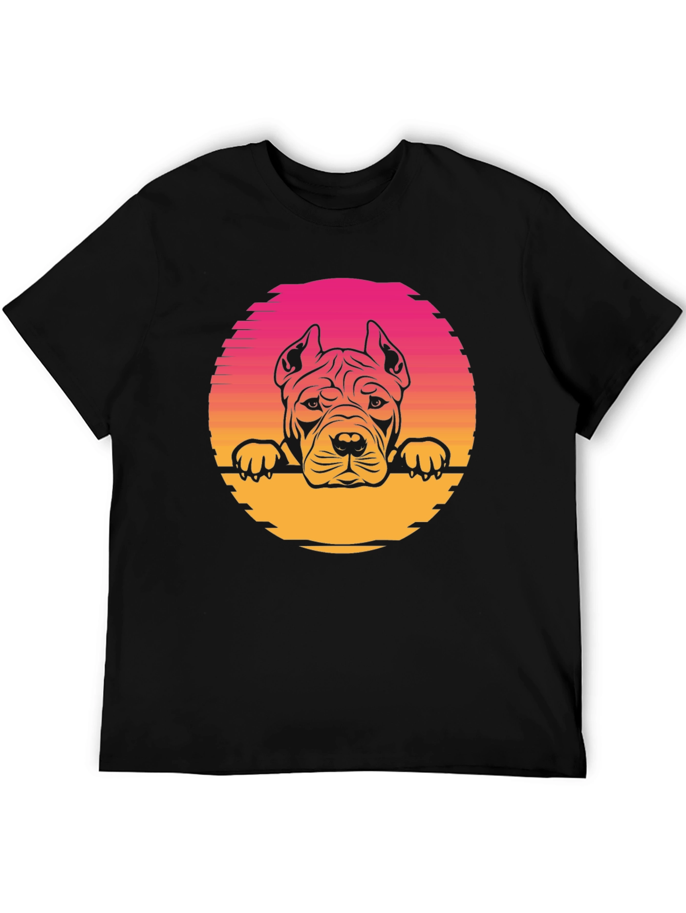 Pitbull Sunset Graphic Tee - Retro Dog Lover T-Shirt