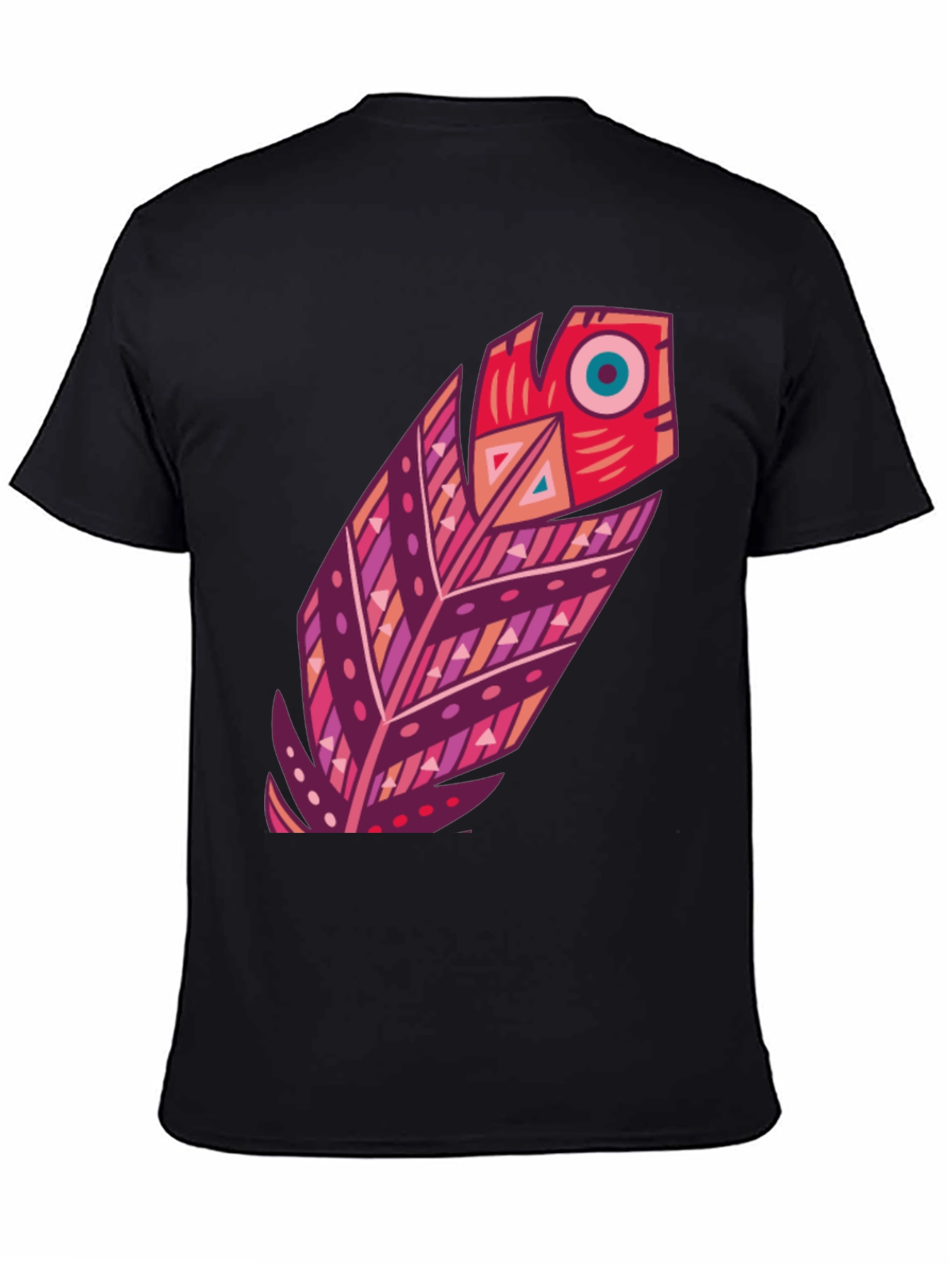 Boho Feather Graphic Black Tee - Stylish Casual Wear