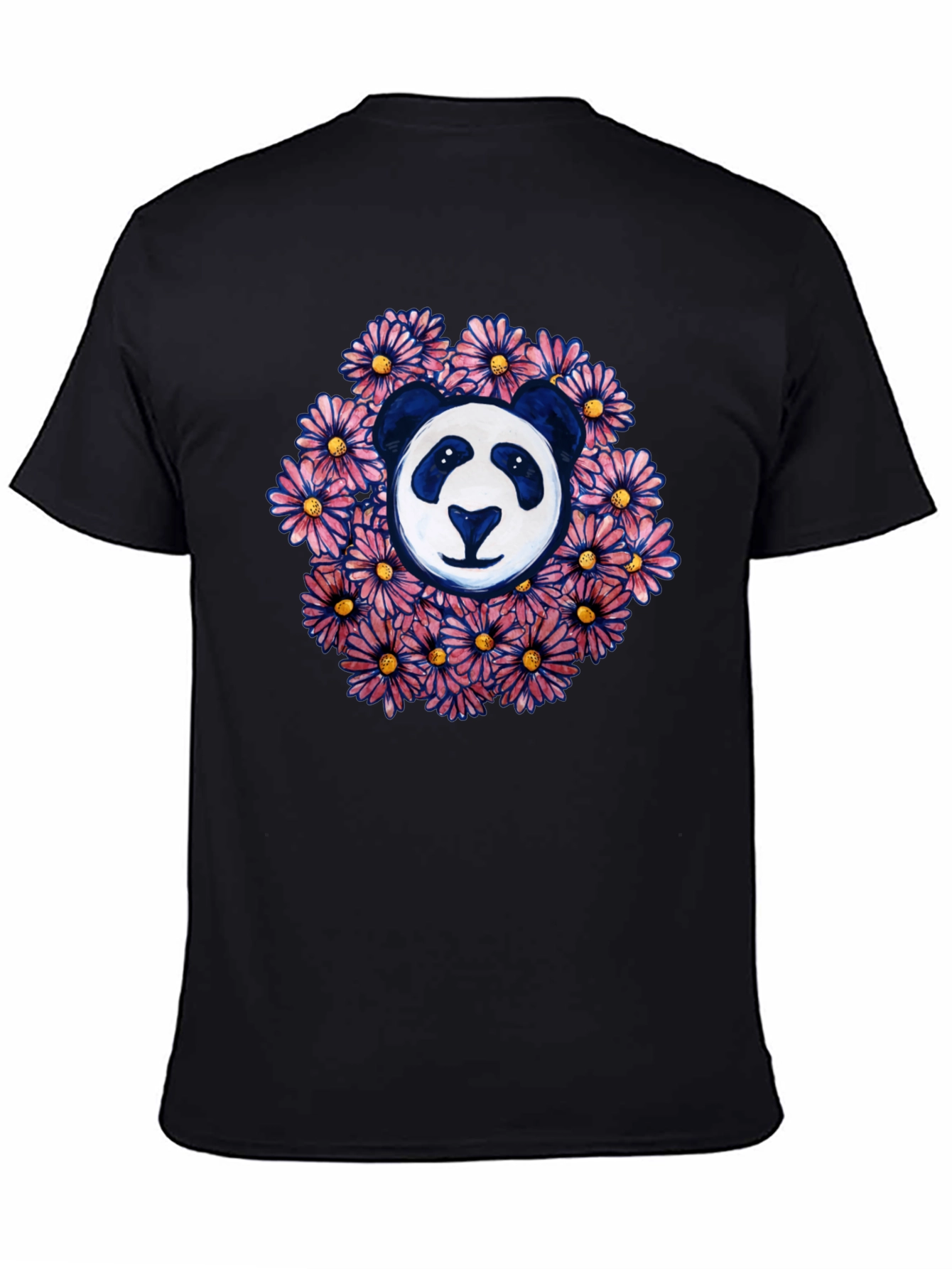 Panda Surrounded by Flowers Graphic T-Shirt