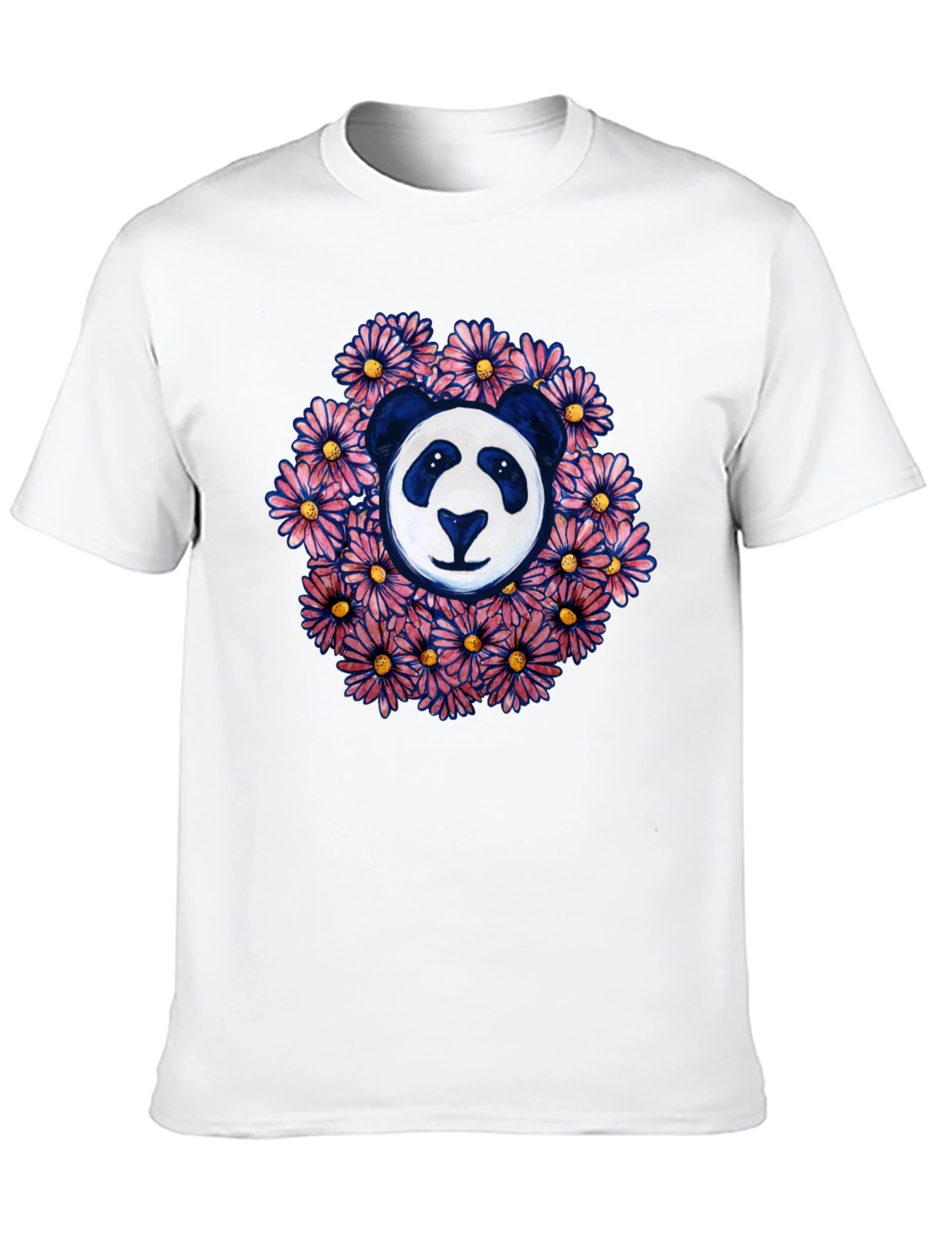 Panda Surrounded by Flowers Graphic T-Shirt