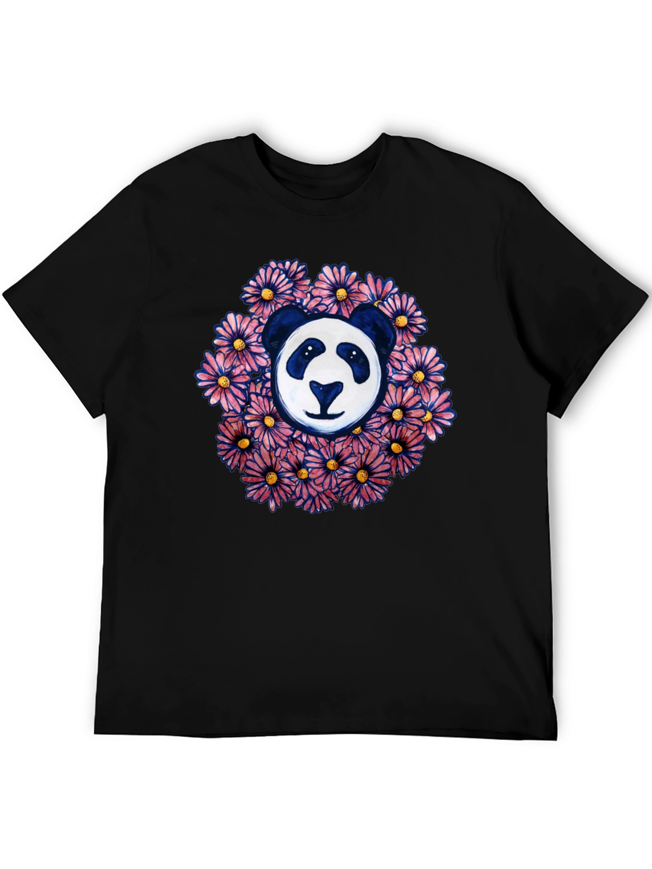 Panda Surrounded by Flowers Graphic T-Shirt