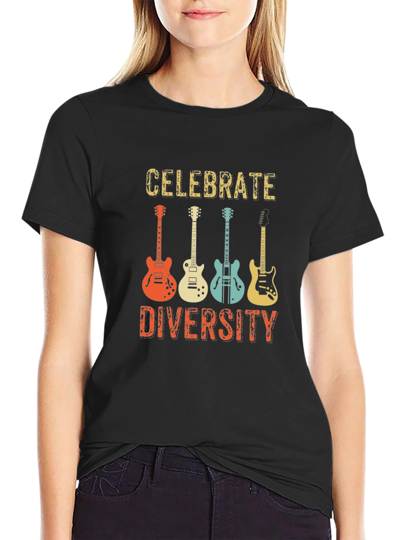 Celebrate Diversity Guitar Graphic T-Shirt