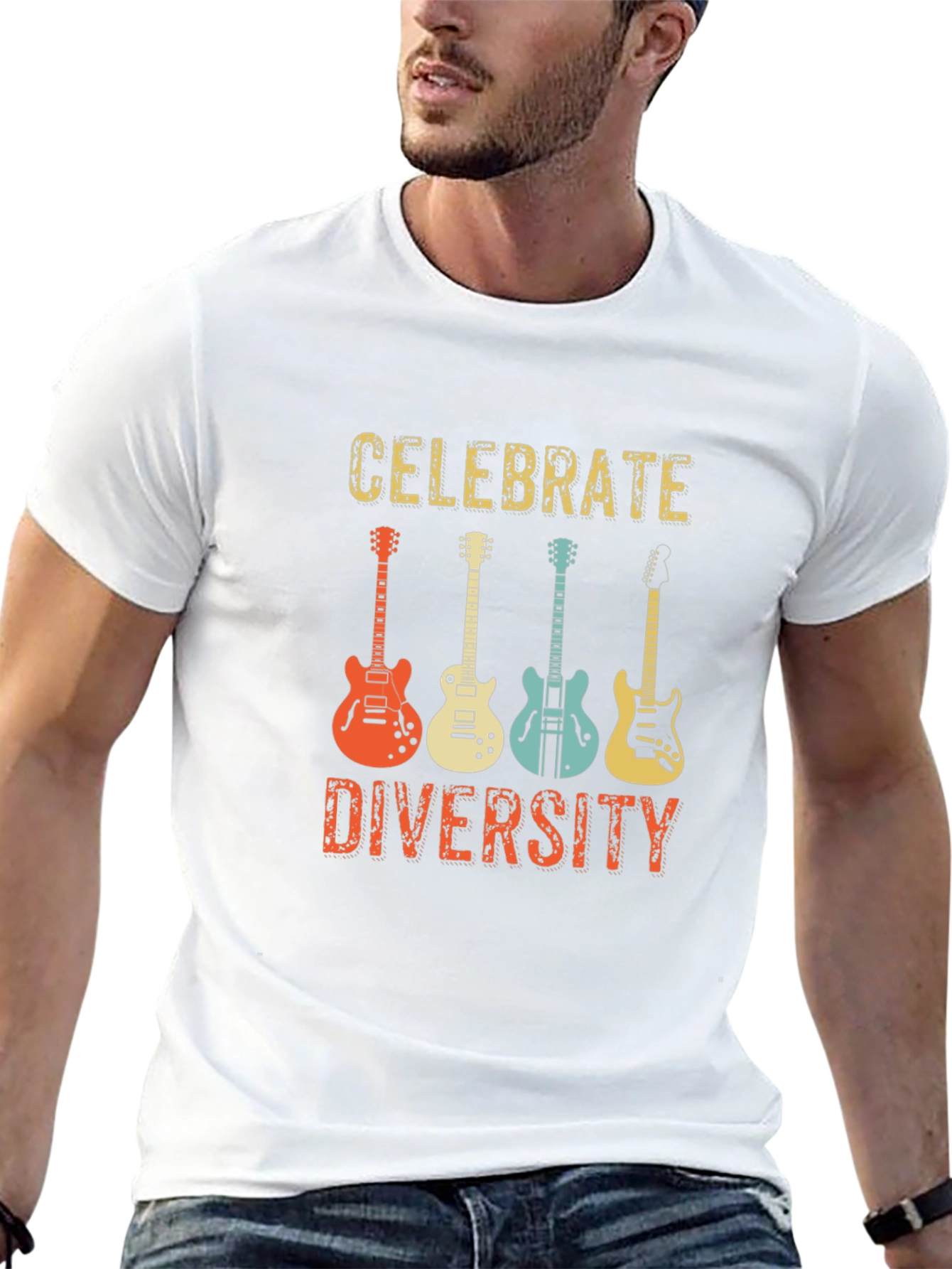 Celebrate Diversity Guitar Graphic T-Shirt
