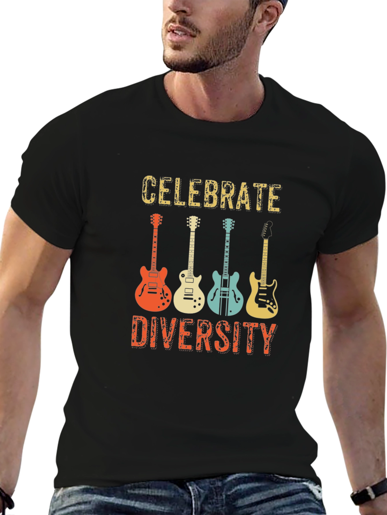 Celebrate Diversity Guitar Graphic T-Shirt