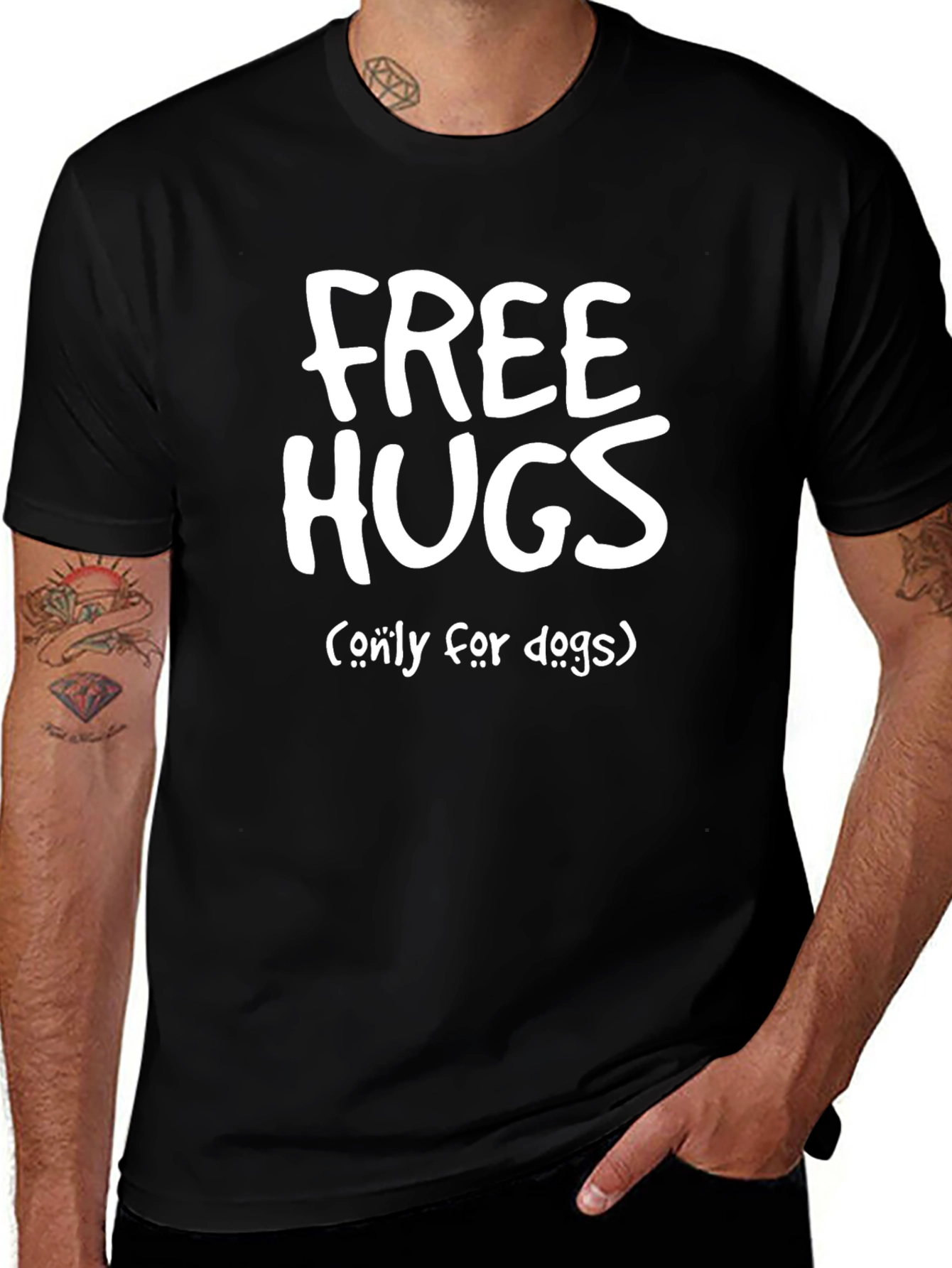Free Hugs (Only For Dogs) T-Shirt - Black