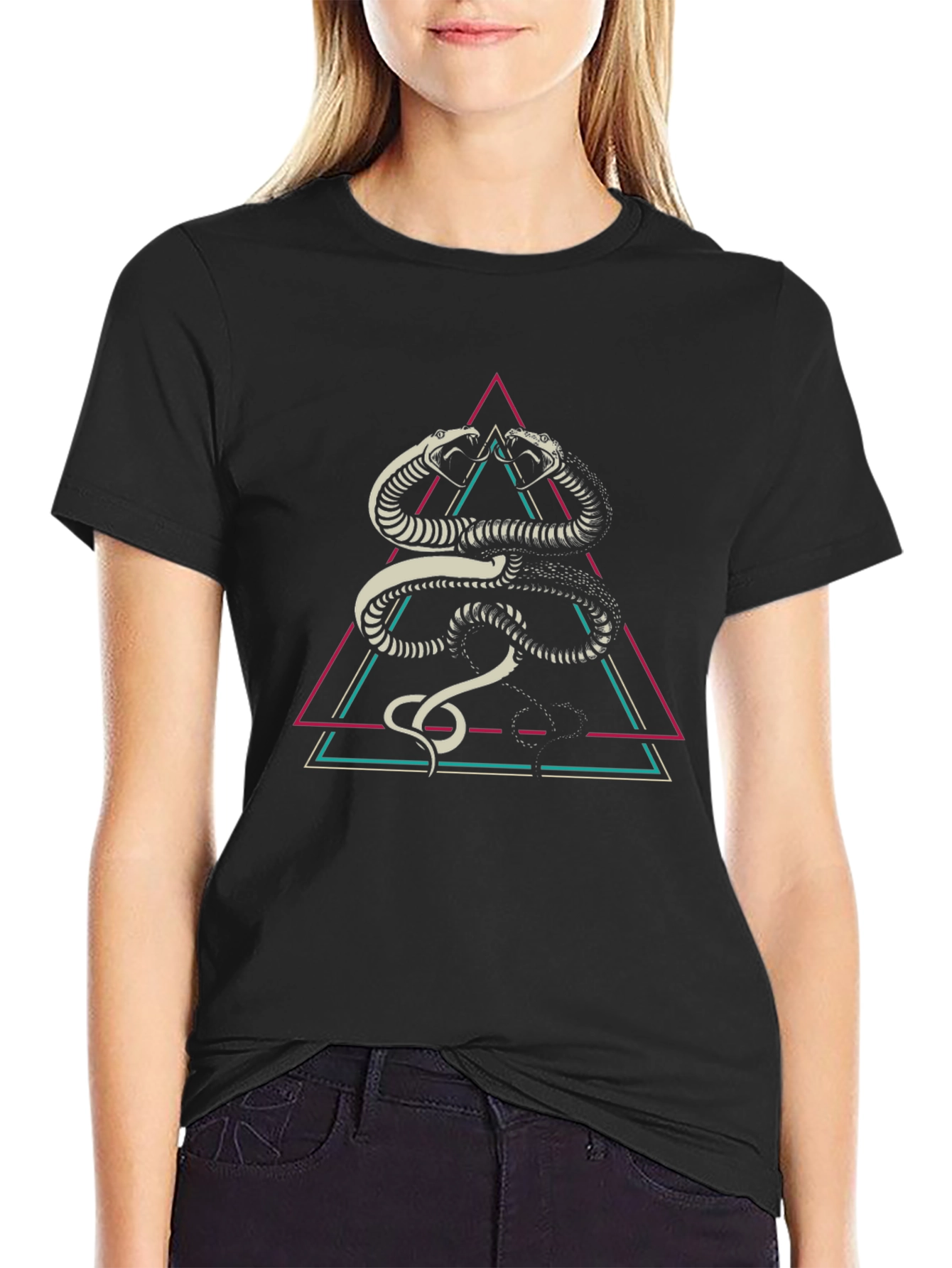 Snake Triangle Graphic Print T-Shirt