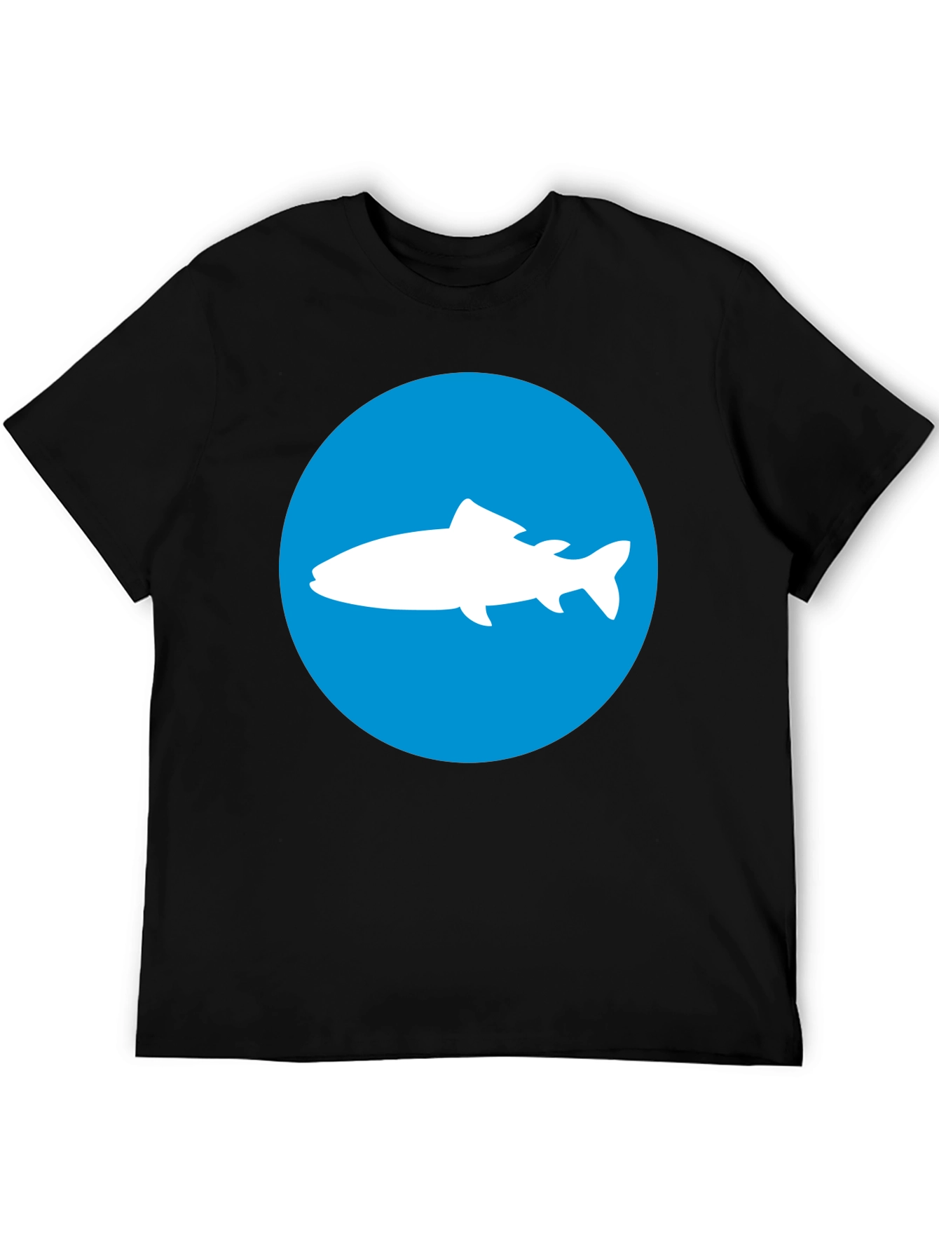Mens Black T-Shirt with Fish Graphic
