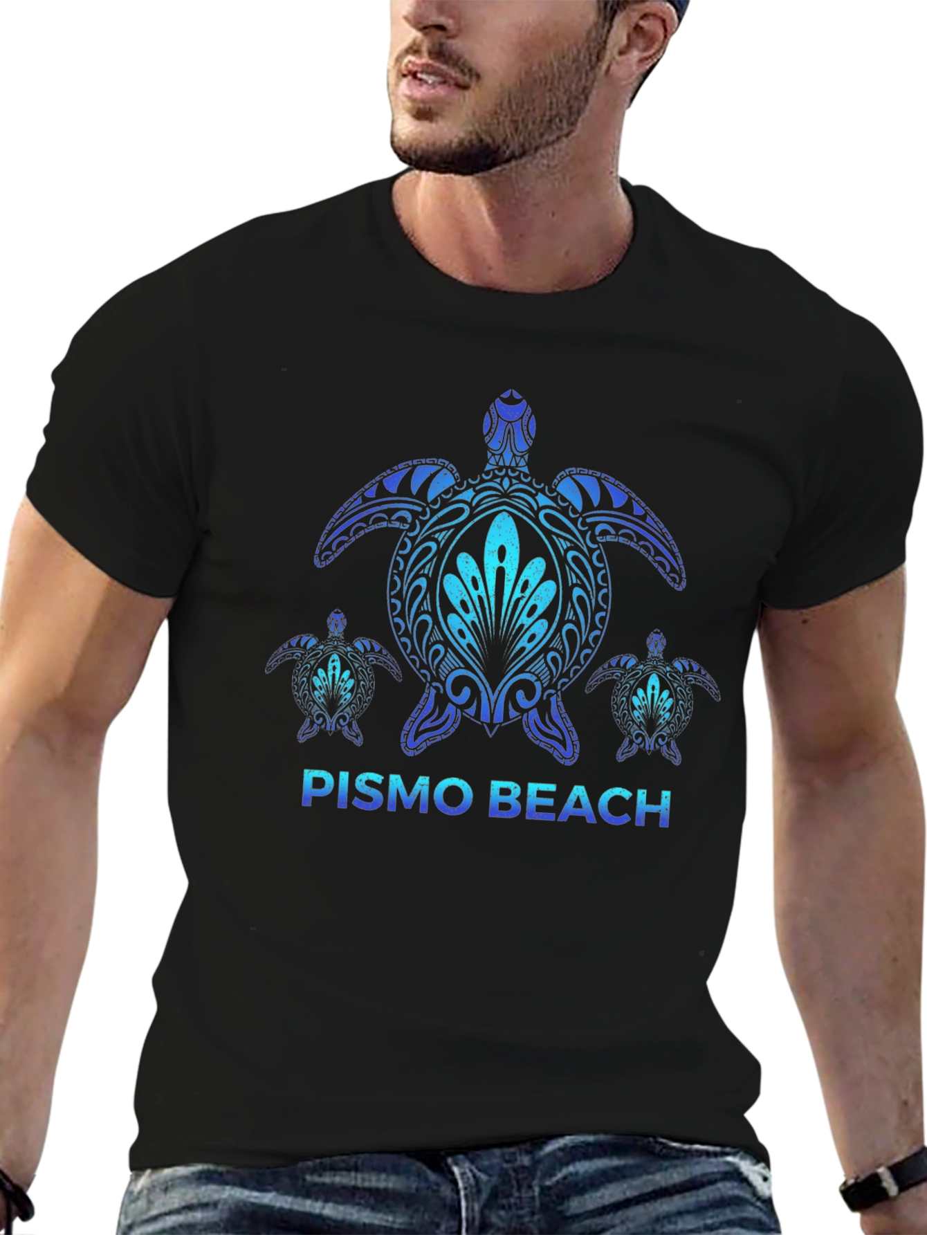 Pismo Beach Turtle Graphic Tee - Black
