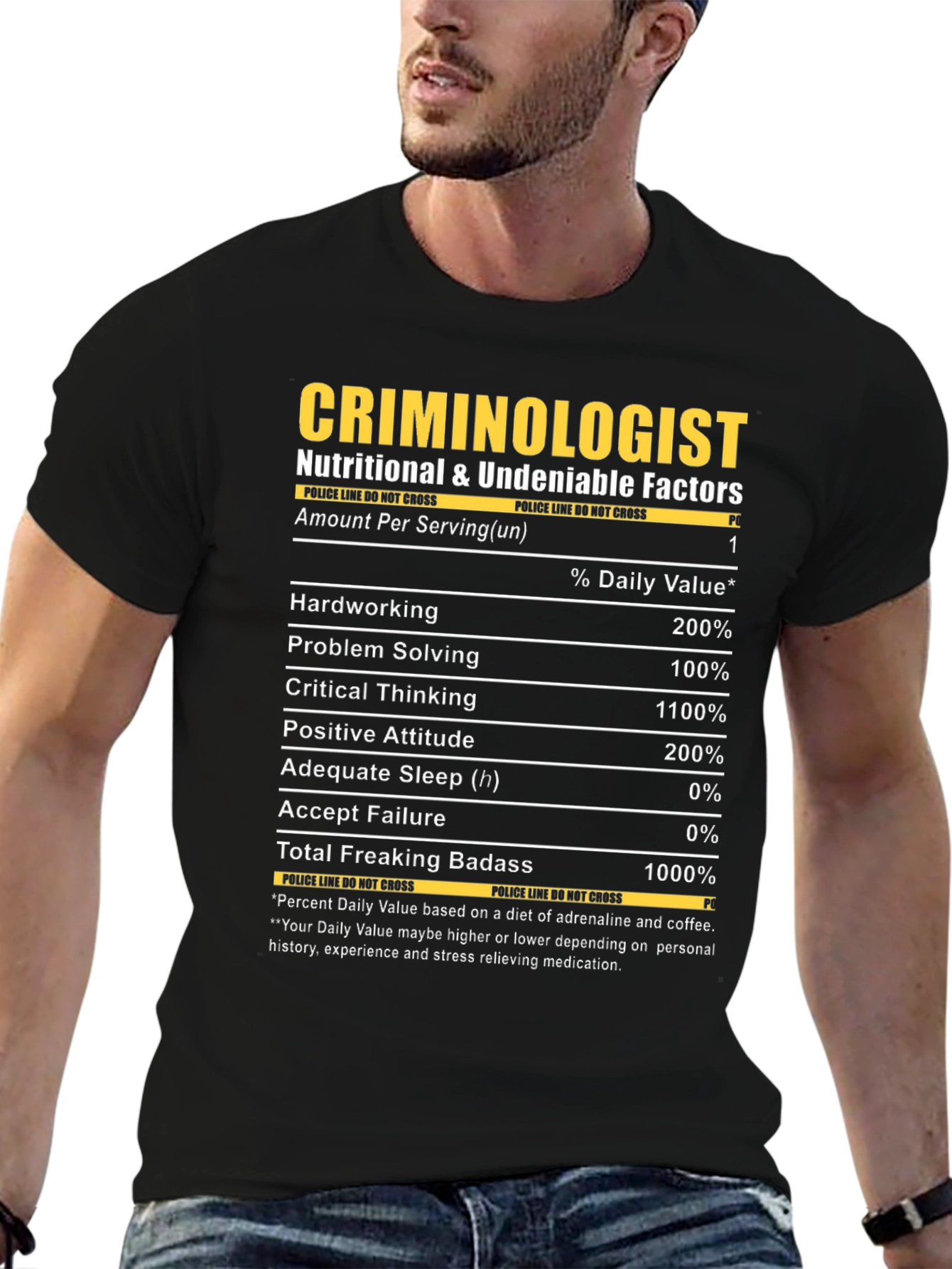 Criminologist Nutrition Facts Novelty T-Shirt
