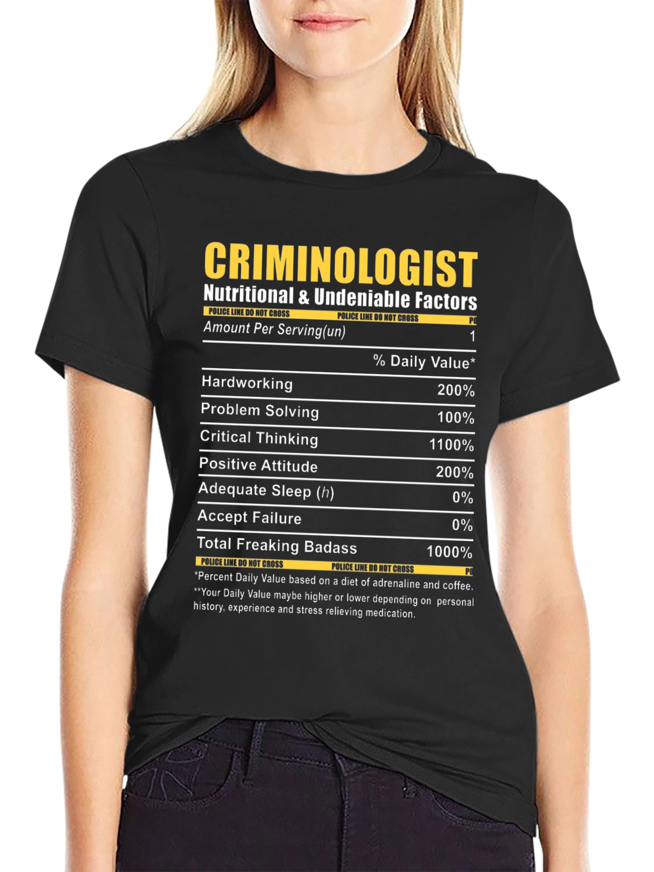 Criminologist Nutrition Facts Novelty T-Shirt