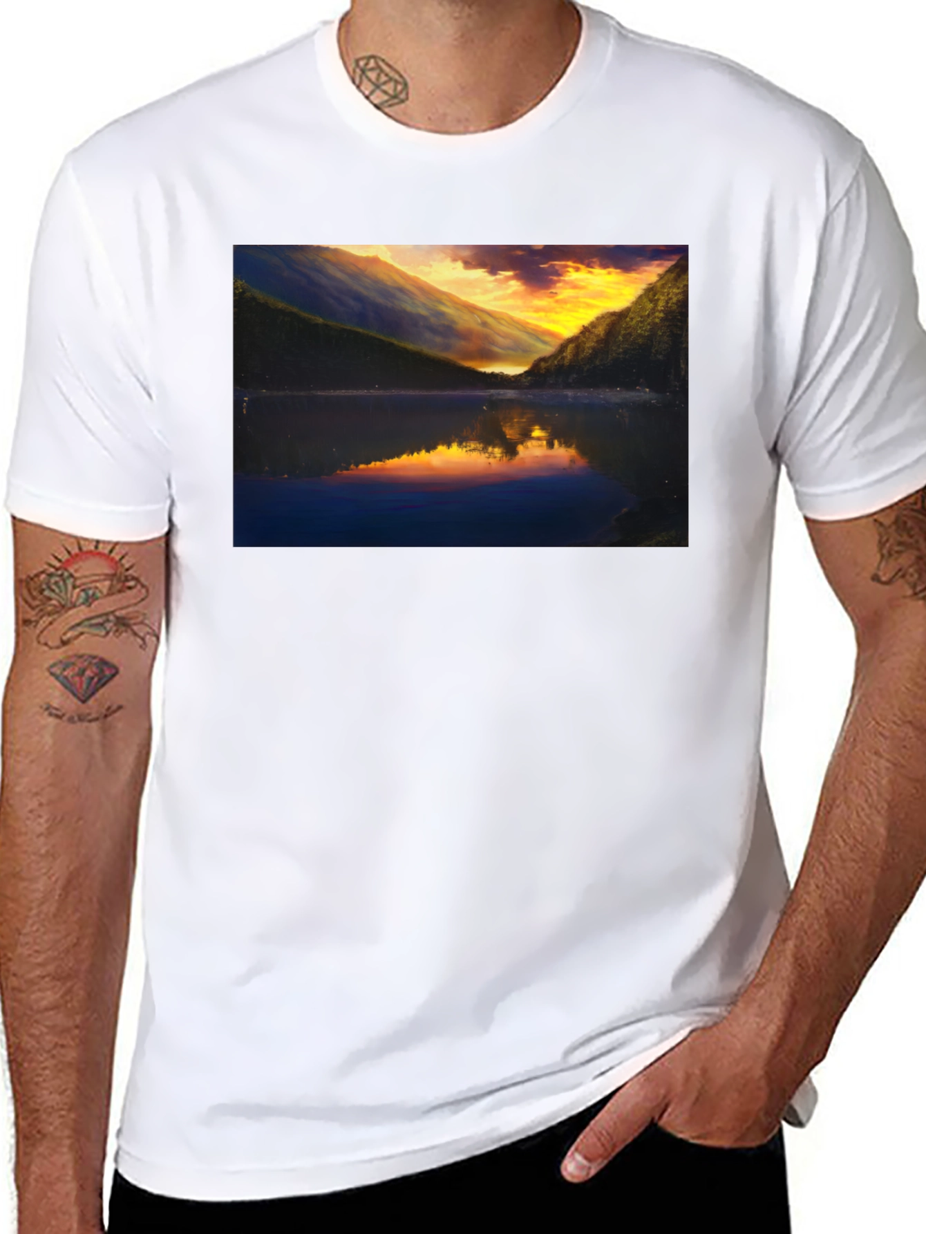 Sunset Lake T-Shirt - Scenic Graphic Tee