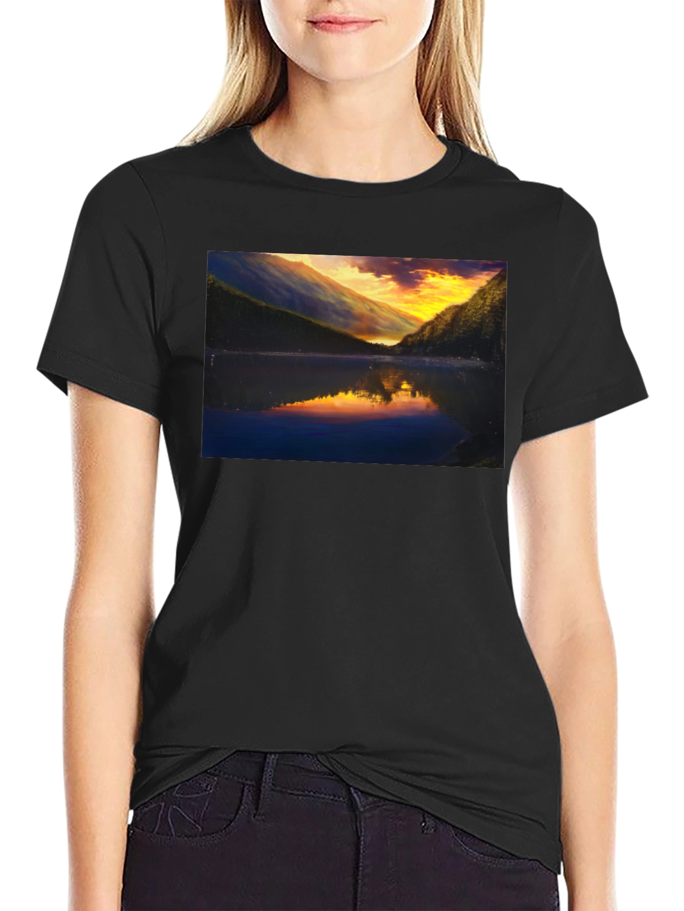 Sunset Lake T-Shirt - Scenic Graphic Tee