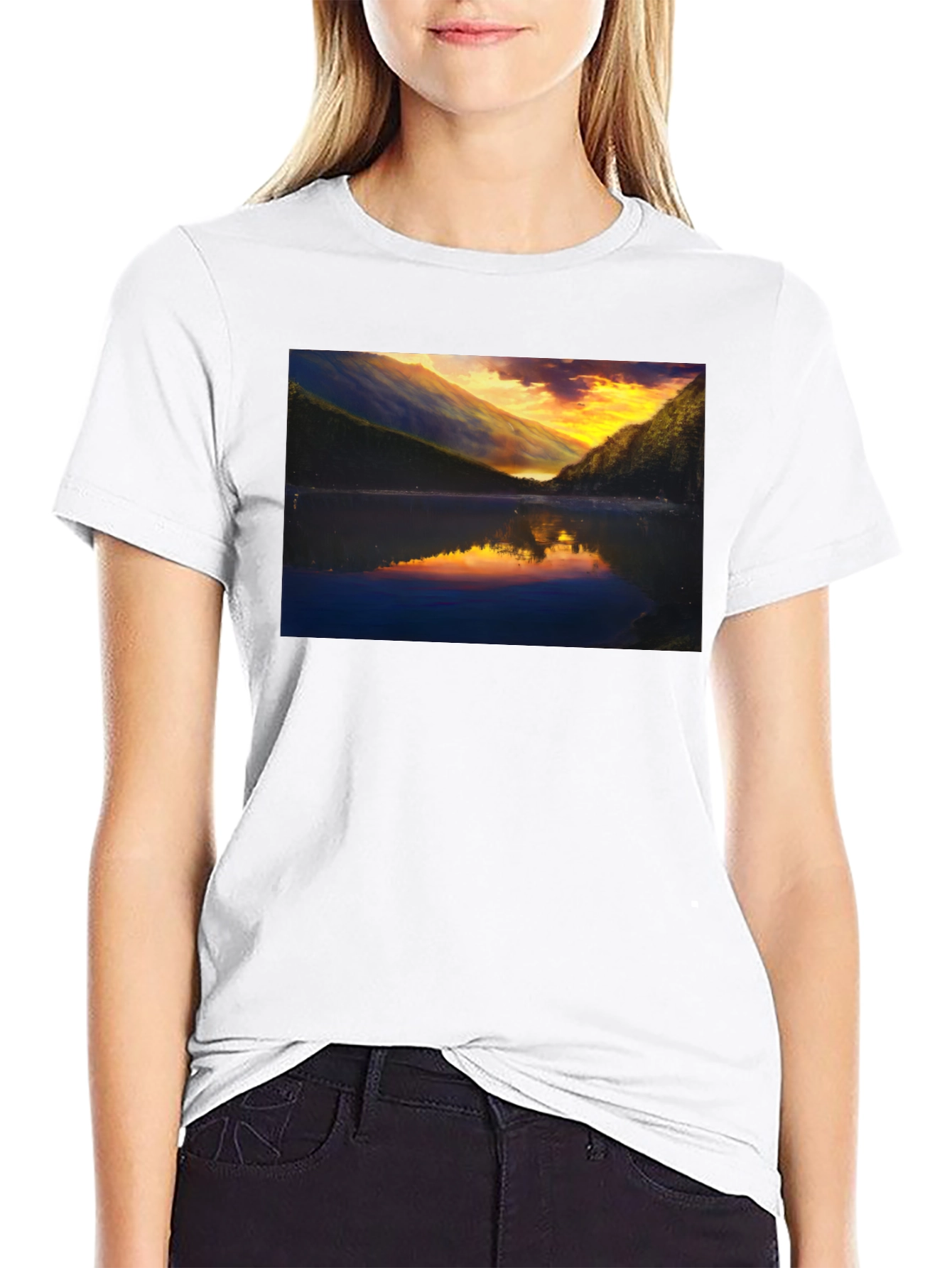 Sunset Lake T-Shirt - Scenic Graphic Tee