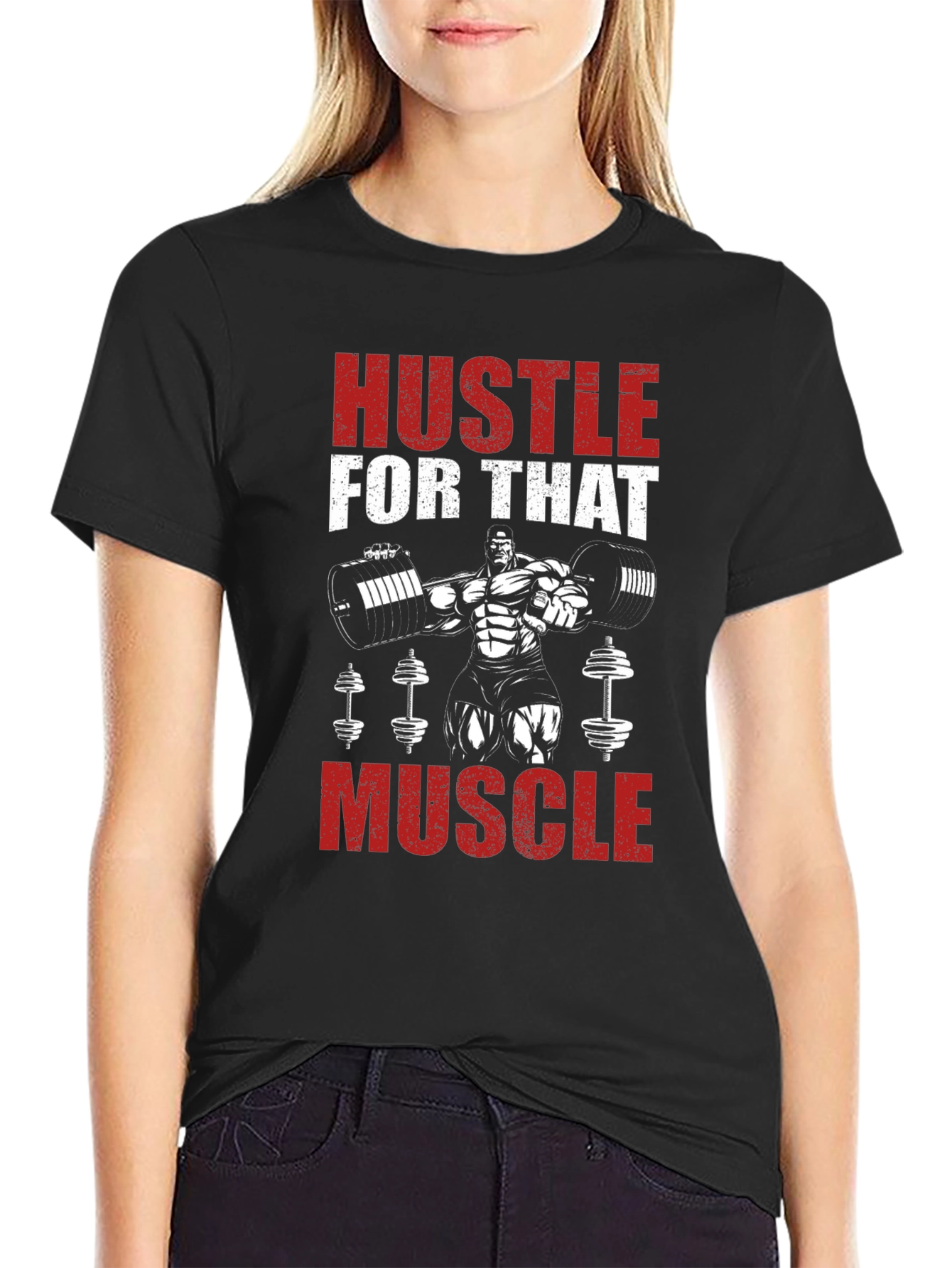 Hustle for That Muscle Black Graphic Tee