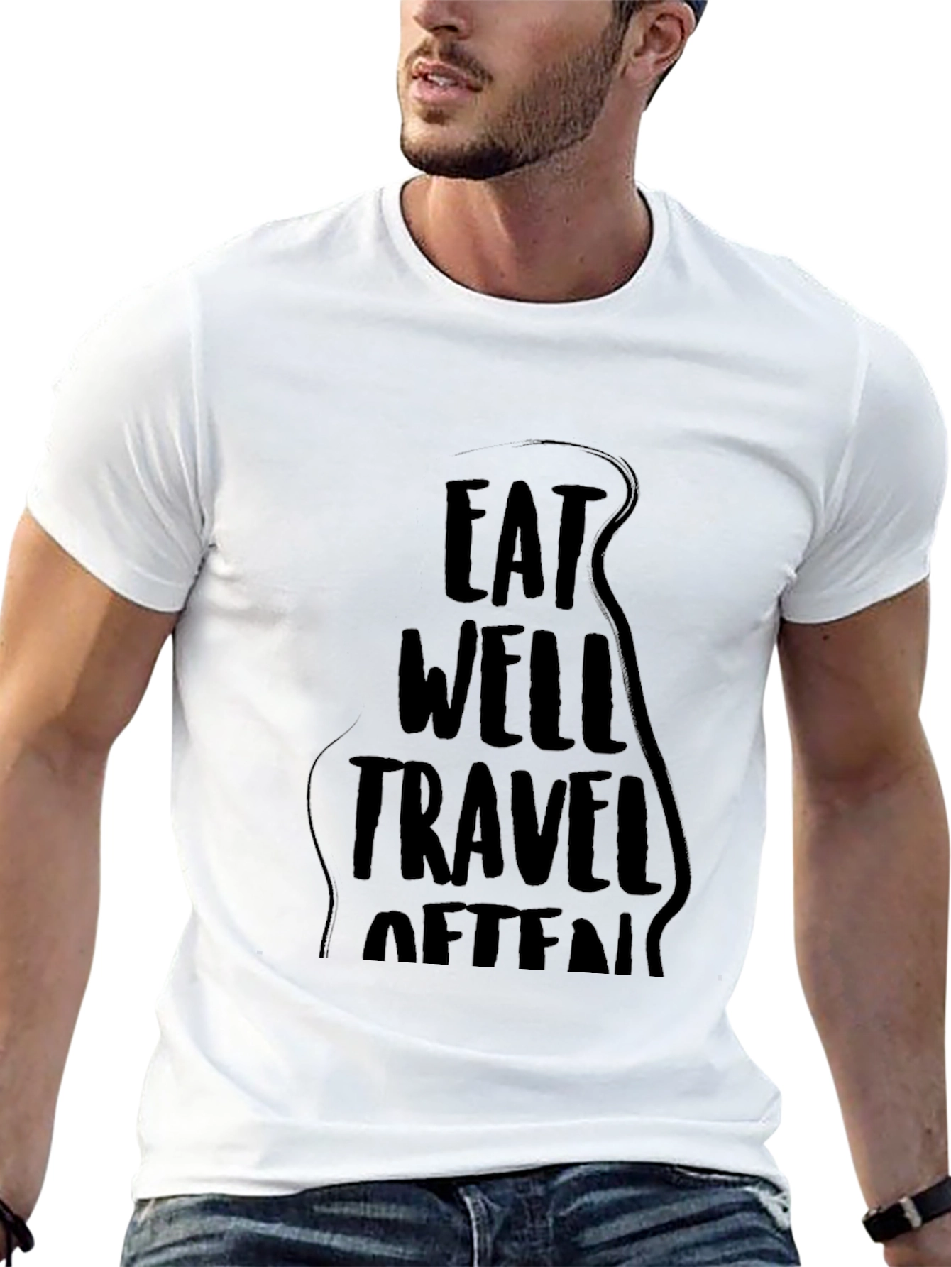 Eat Well Travel Often Black Graphic Tee