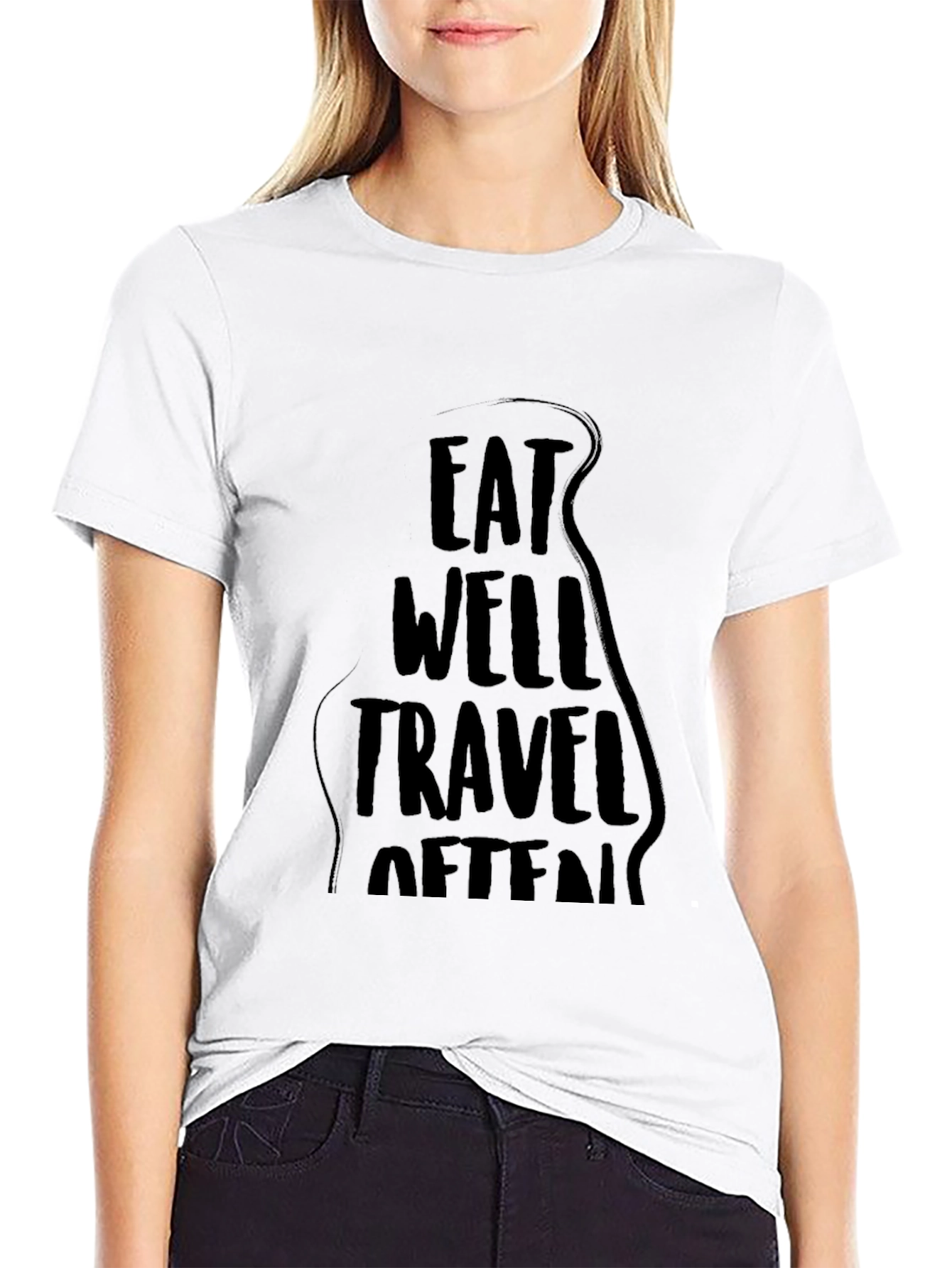 Eat Well Travel Often Black Graphic Tee