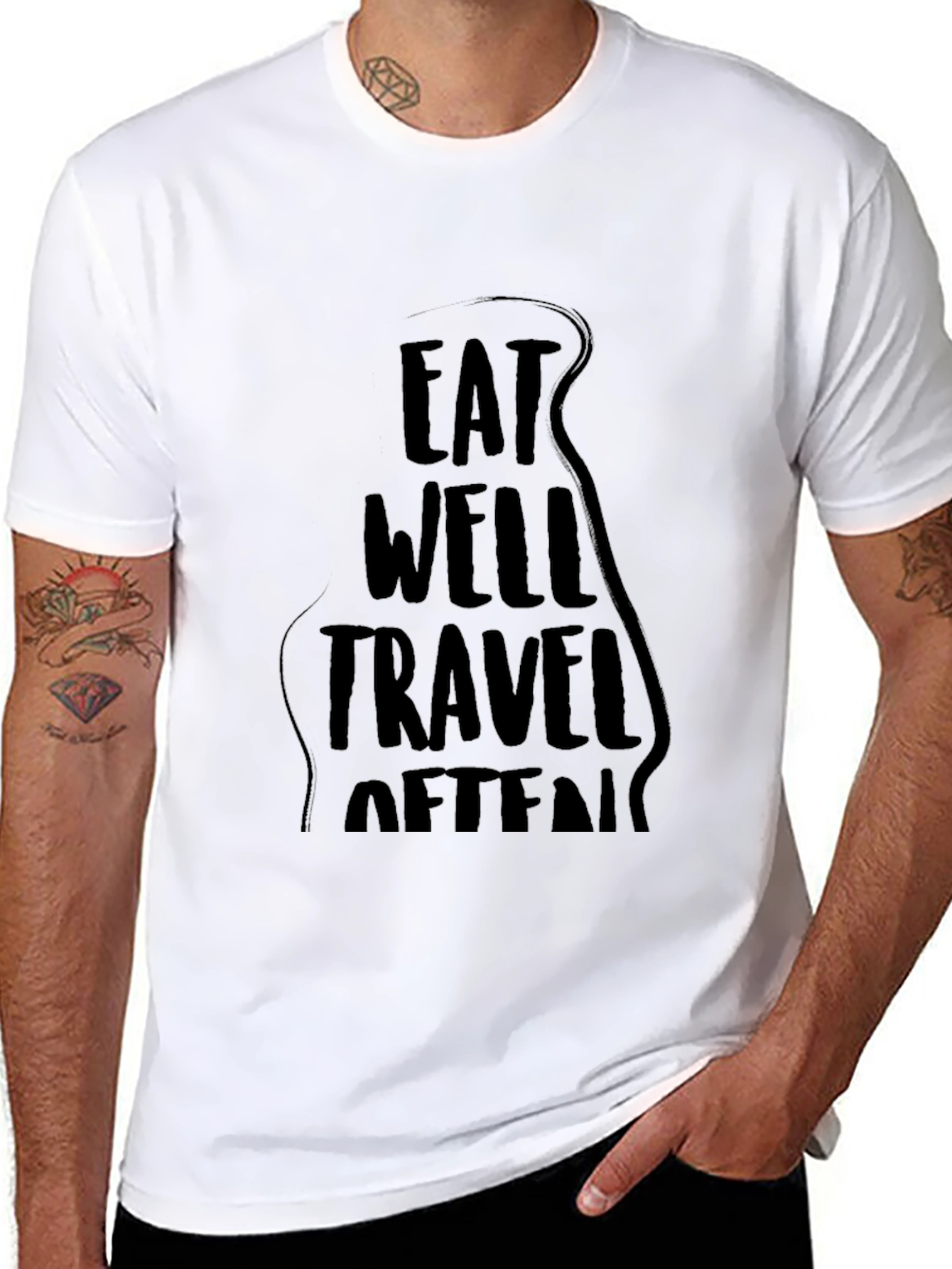 Eat Well Travel Often Black Graphic Tee
