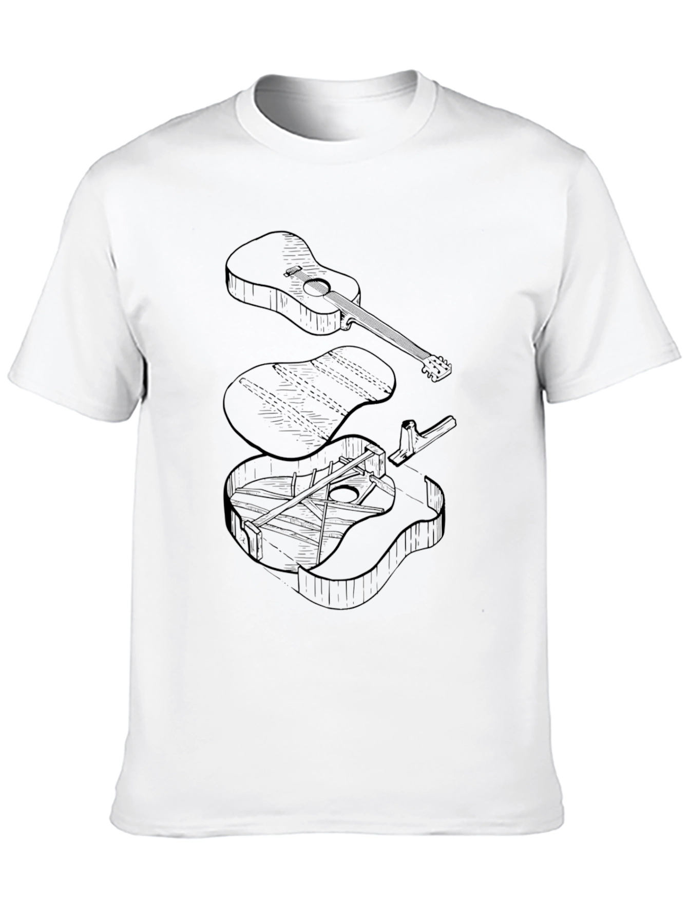 Exploded Guitar Diagram Black Graphic Tee